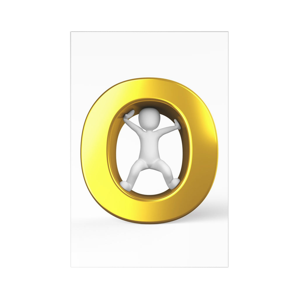 3D Figure Inside Gold Letter O Postcard Set | Postcards (7 pcs)