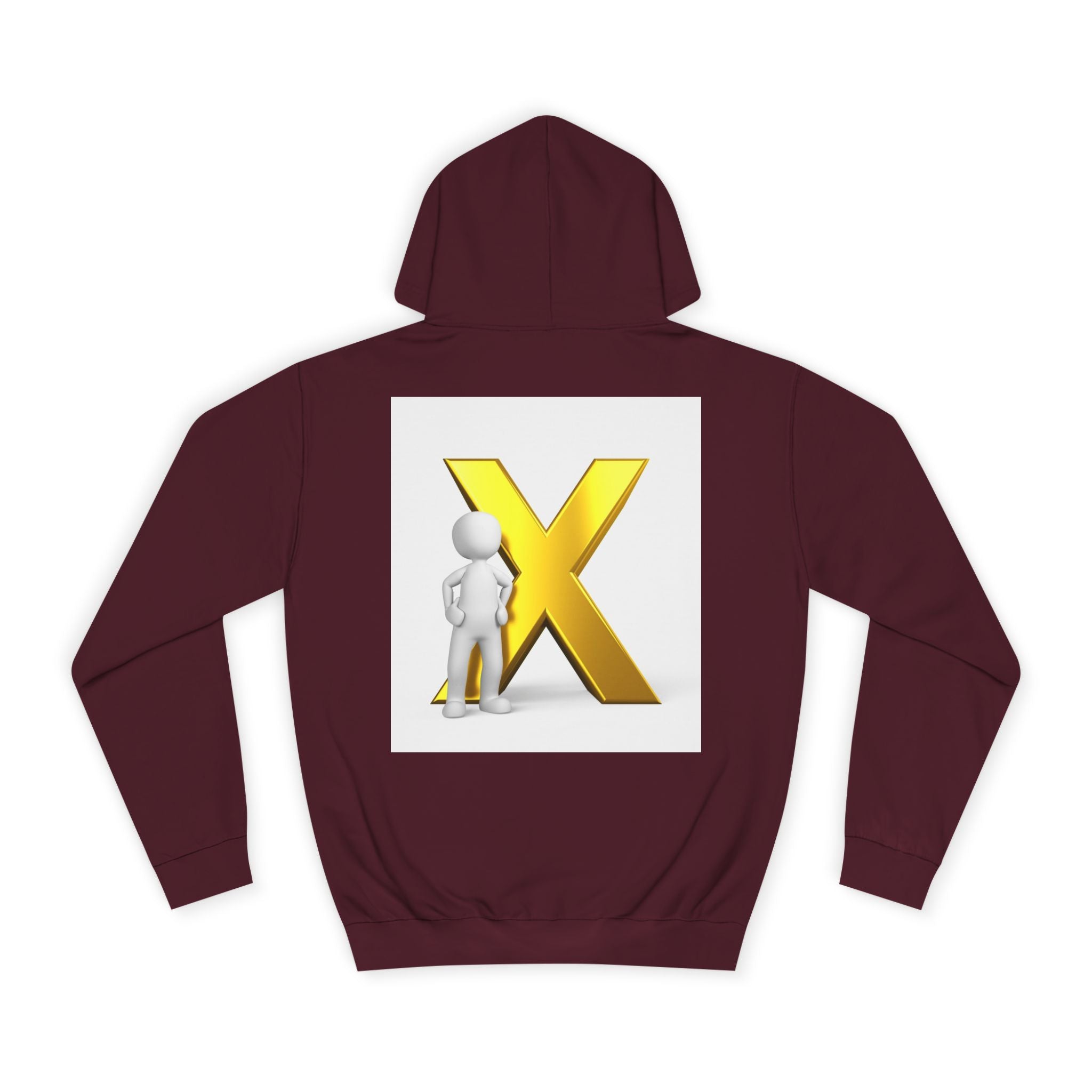 Golden Letter X Graphic Hoodie | 3D Stick Figure Initial X Sweatshirt