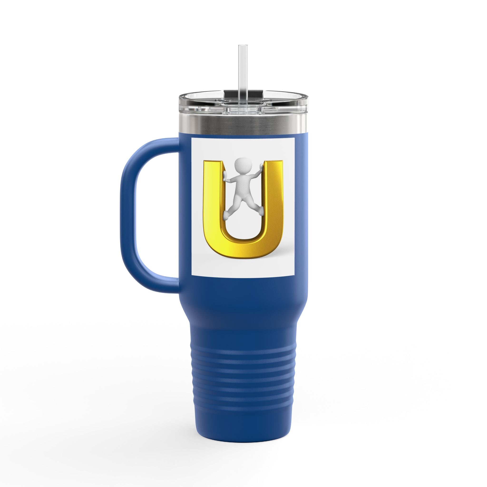 3D Gold Letter U with Figure Insulated Travel Mug 40oz | Tumbler
