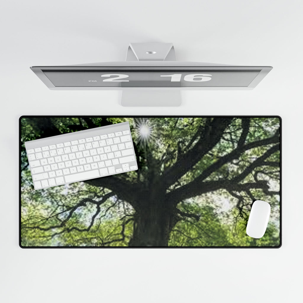 Sunlit Oak Tree Desk Mat | Large Scenic Mouse Pad