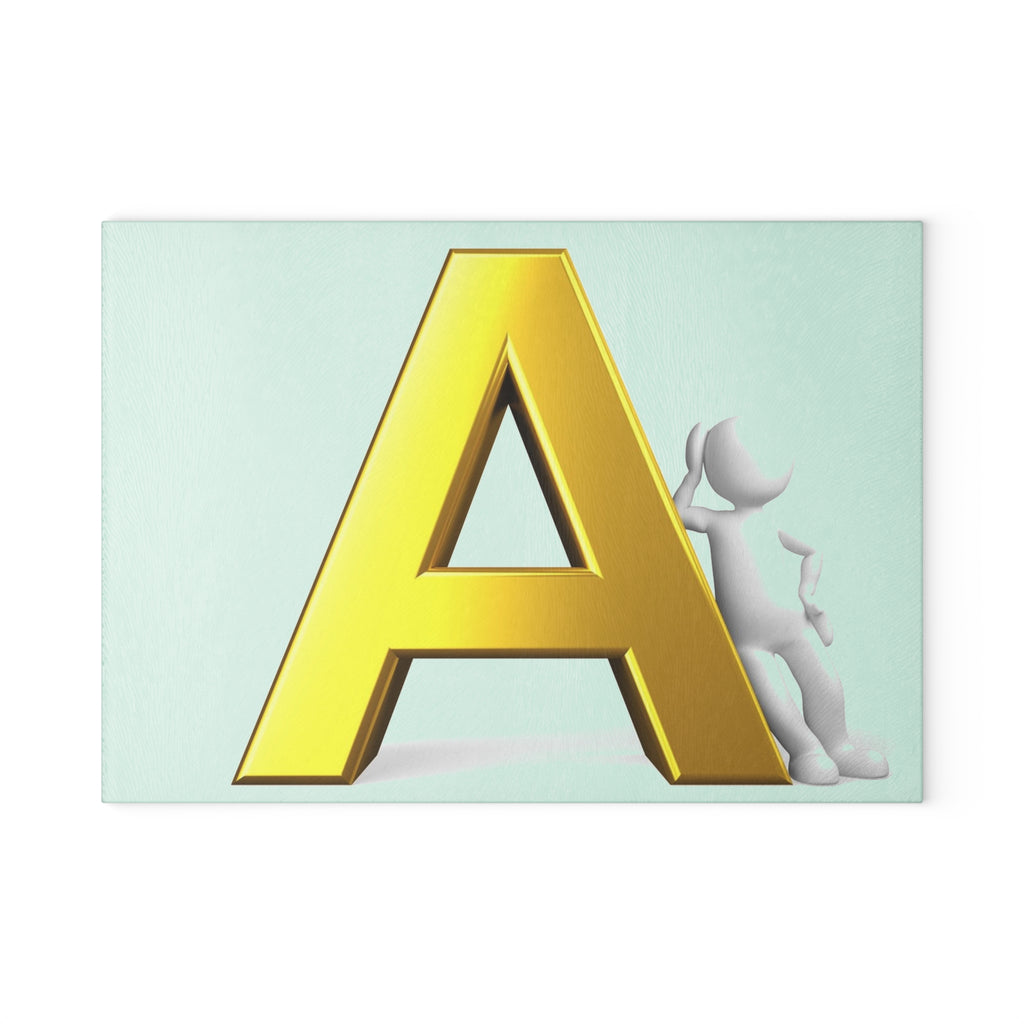 Gold Letter A Glass Cutting Board | Monogram Initial Kitchen Decor