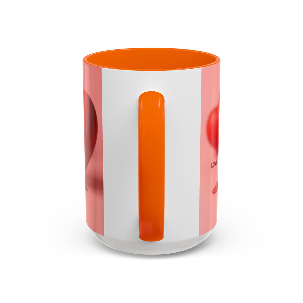 Red Heart Love Design Accent Coffee Mug | Valentine Heart Ceramic Mug