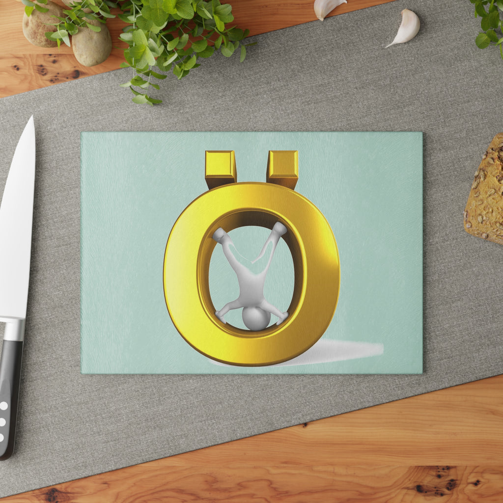 Gold Letter Ö Figure Glass Cutting Board | 3D Minimalist Kitchen Decor