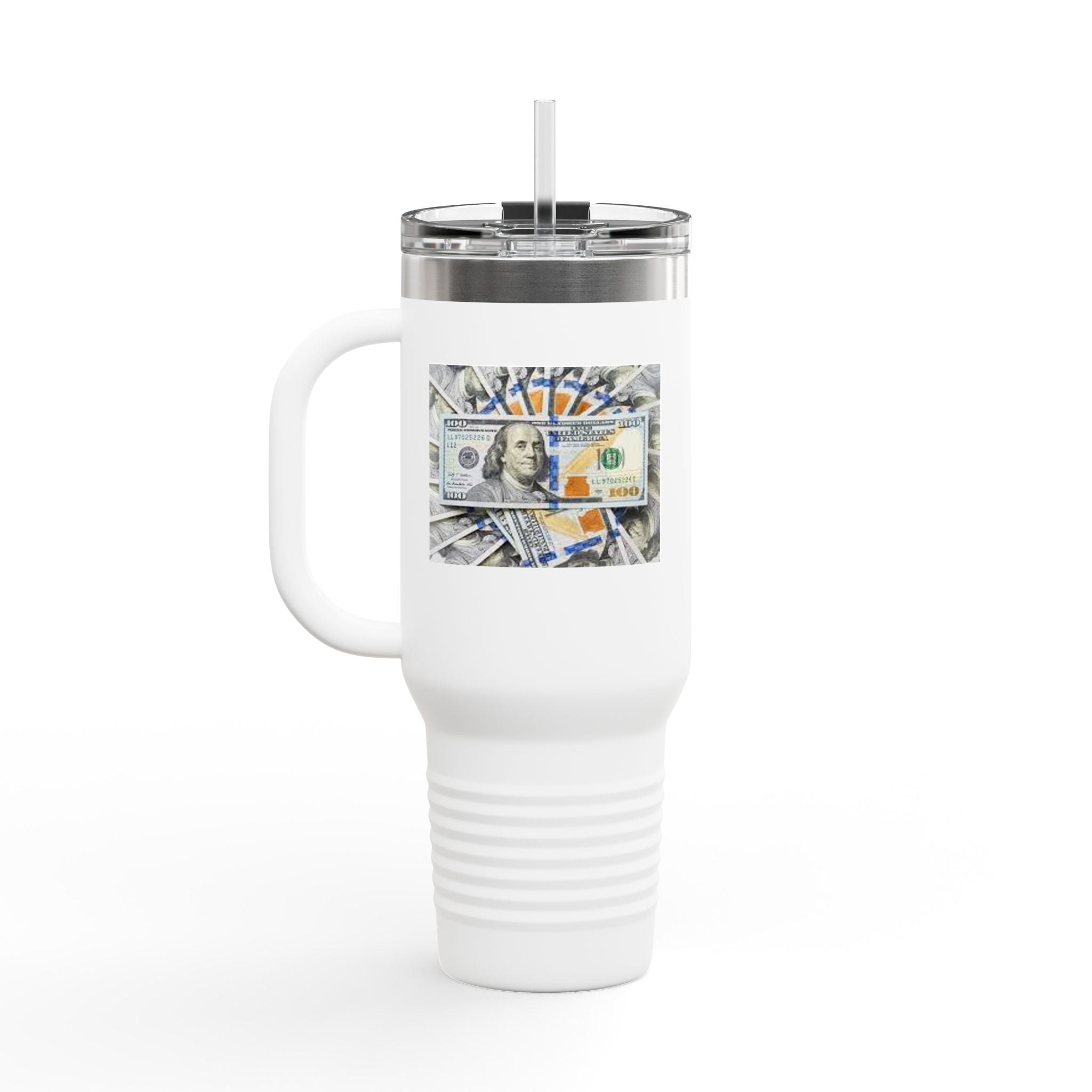 Stacked Hundred Dollar Bills Insulated Travel Mug | 40oz