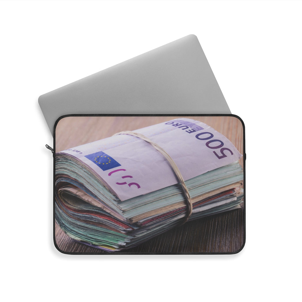 Stack of Euro Banknotes Laptop Sleeve | Money Print, Currency Photography