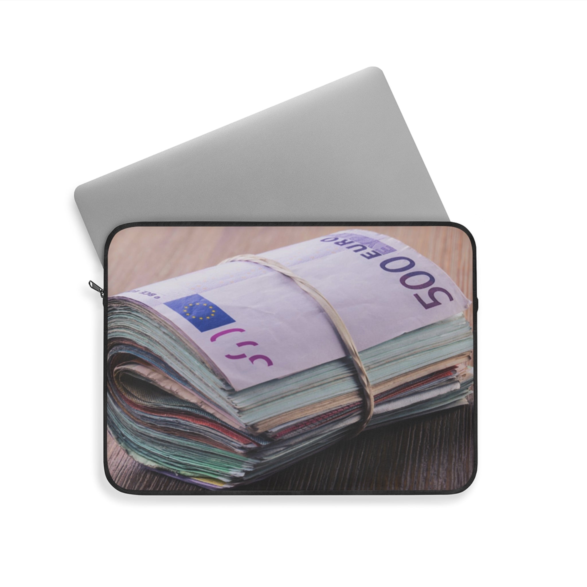 Stack of Euro Banknotes Laptop Sleeve | Money Print, Currency Photography