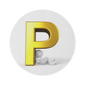 Gold Letter P monogram Round Rug | Initial P decorative floor mat