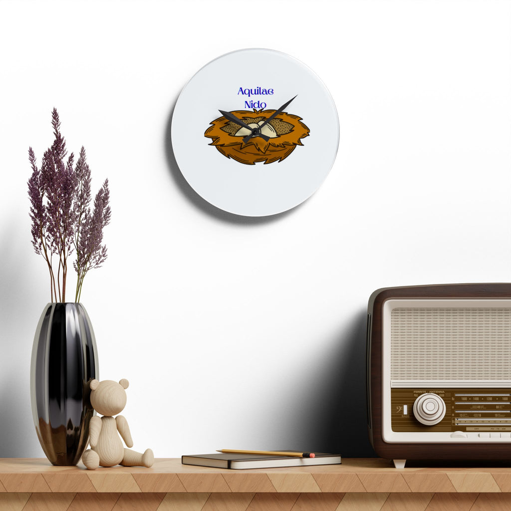 Aquilae Nido Nest Illustration Acrylic Wall Clock | Bird Nest Decor