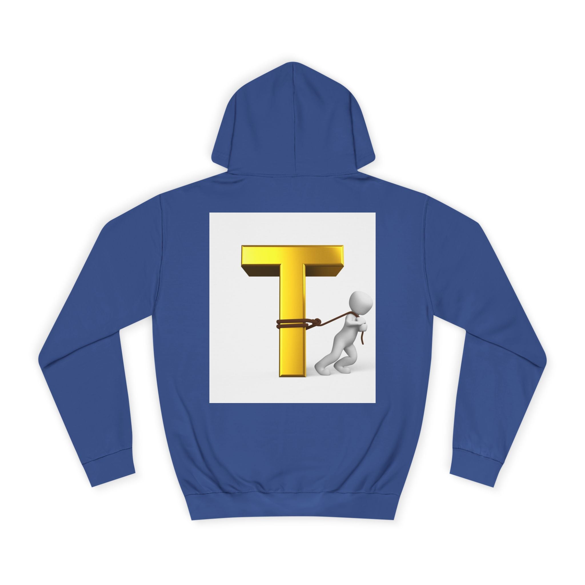 Letter T Mascot Pulling Block T Hoodie | Monogram Initial T Sweatshirt