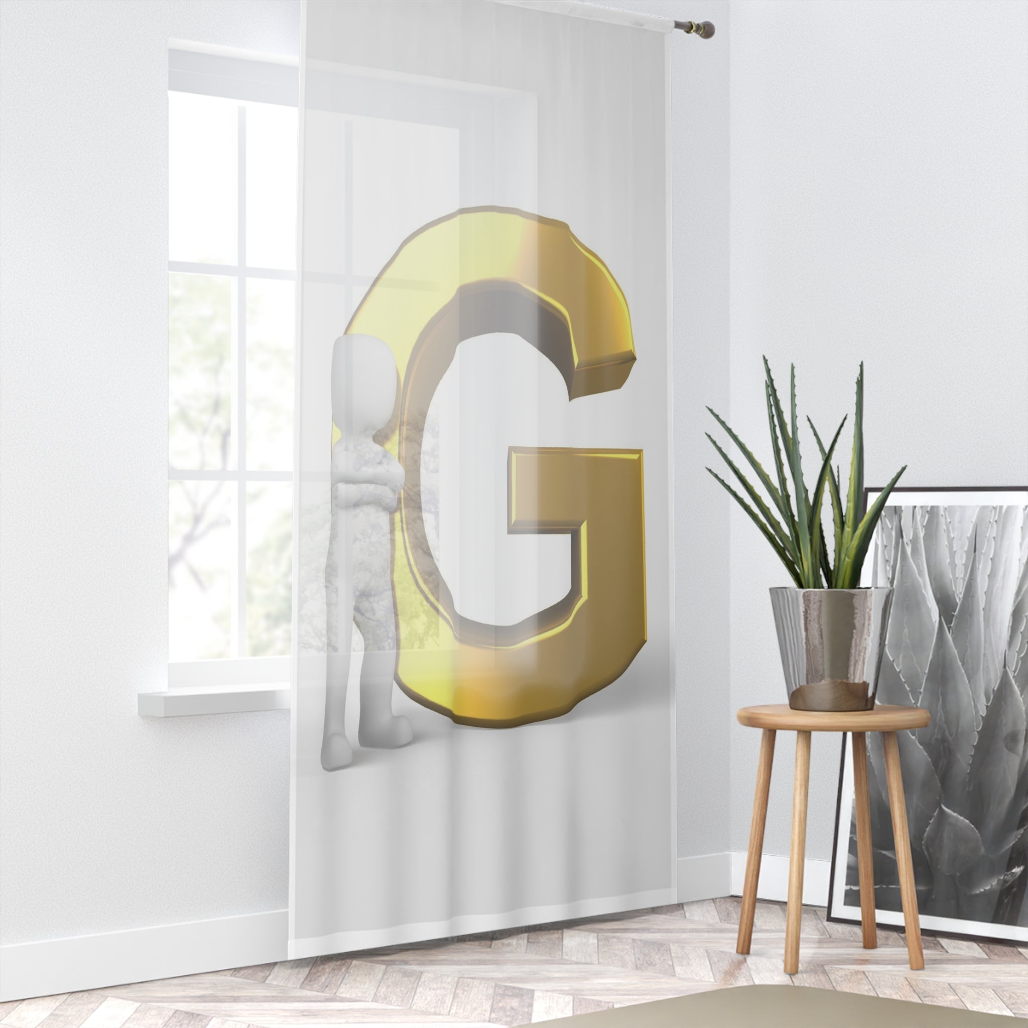 Gold Letter G Curtain | Initial Monogram Window Curtain