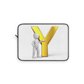 3D Figure with Gold Letter Y Laptop Sleeve | Initial Monogram