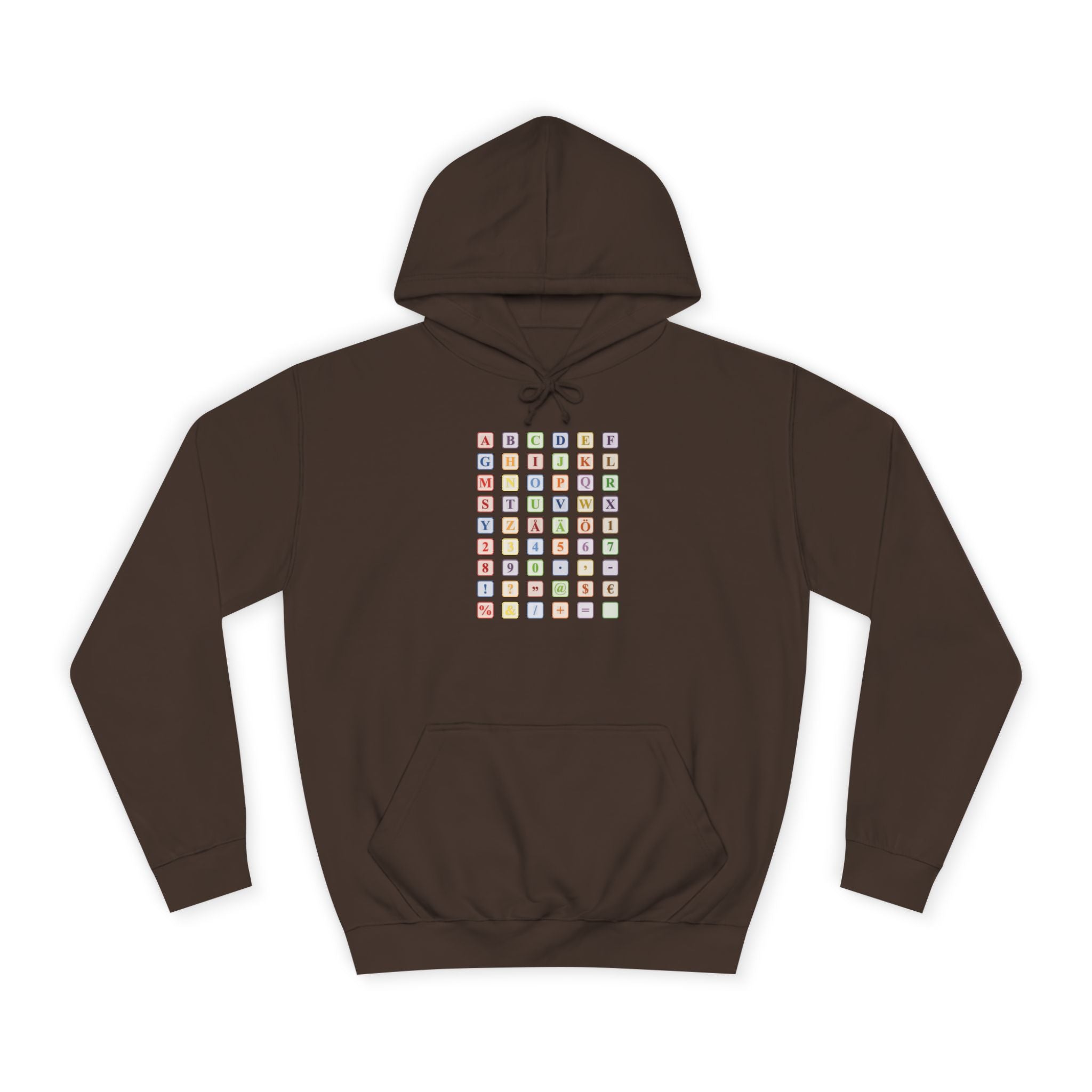 Sweat à capuche Blocs Alphabet | Grille de lettres colorées, imprimé dos et devant