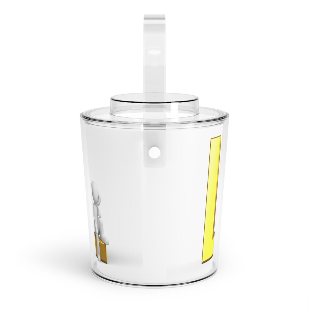 Gold Letter L Monogram Ice Bucket with Tongs | Personalized Initial Bar Cooler