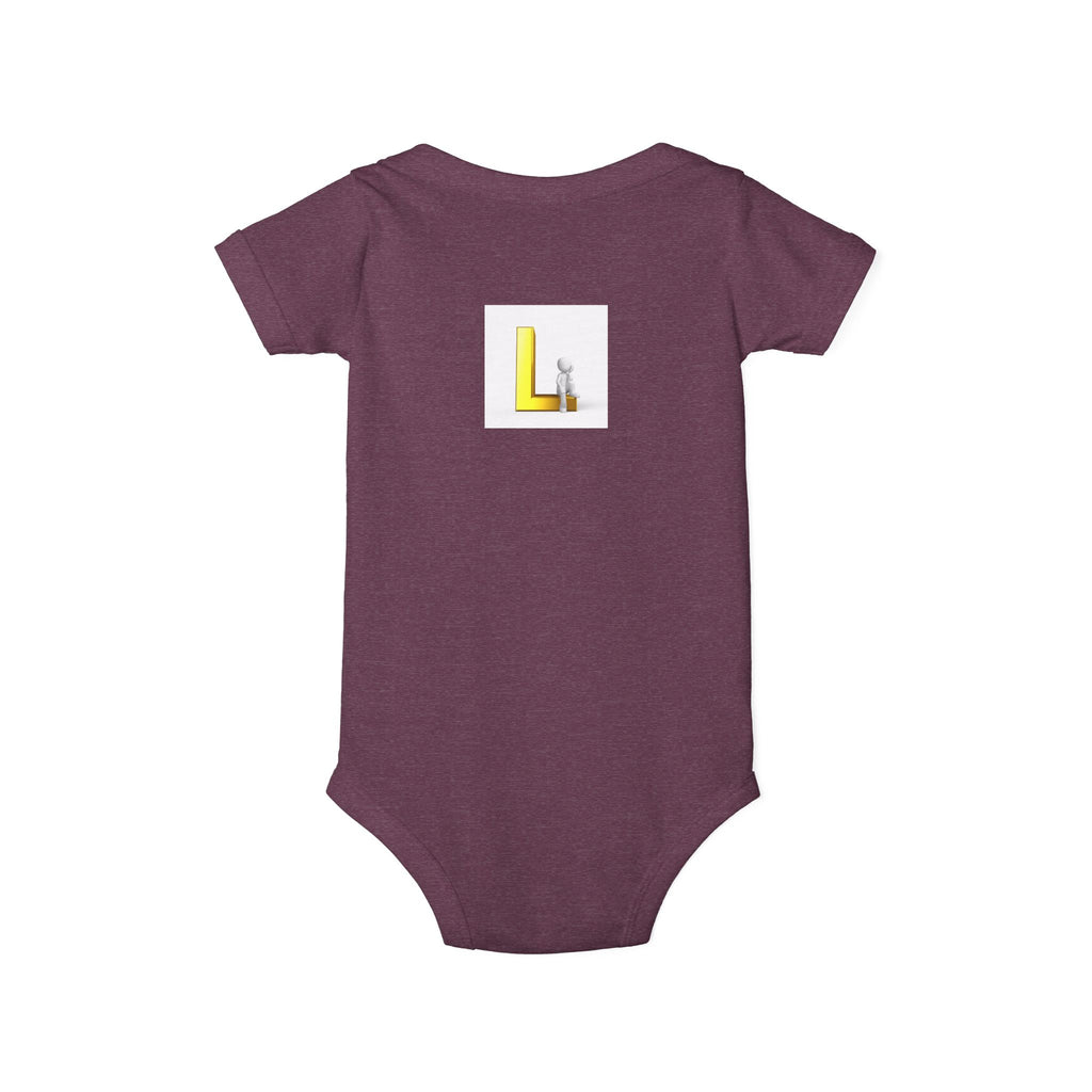 Yellow Block Letter L with Little Lamb Infant Onesie