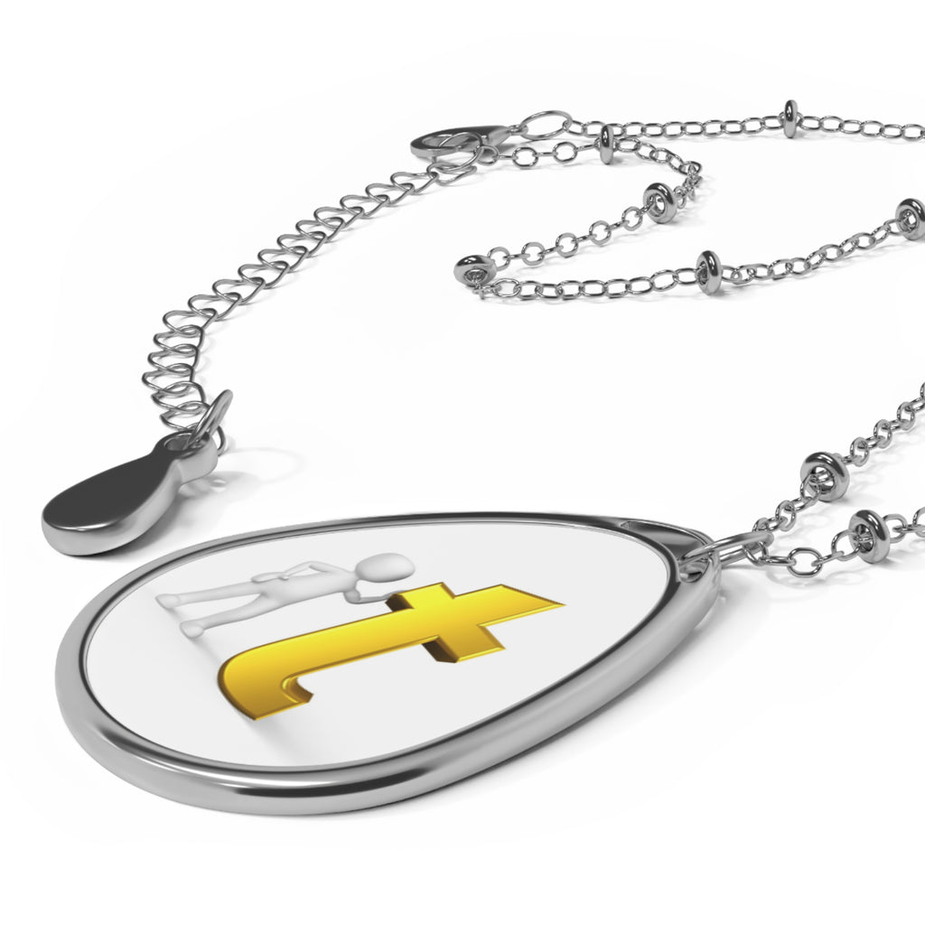 Oval Initial Necklace — Personalized Teardrop Pendant with Gold Letter 'T'