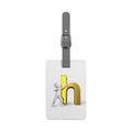 3D Human Pushing Gold Letter H Luggage Tag | Rectangle