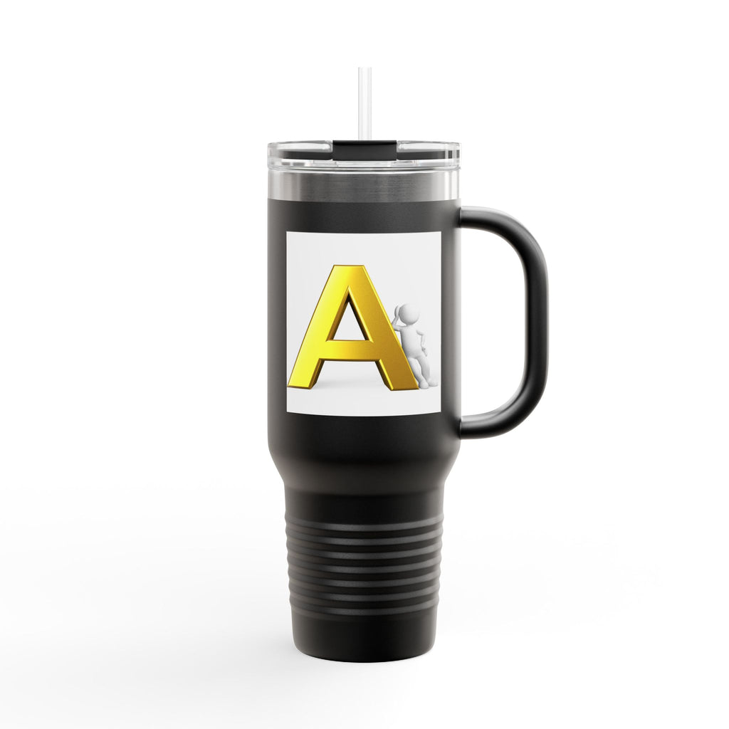 Yellow 3D Letter A Initial Travel Mug | 40oz Insulated Tumbler