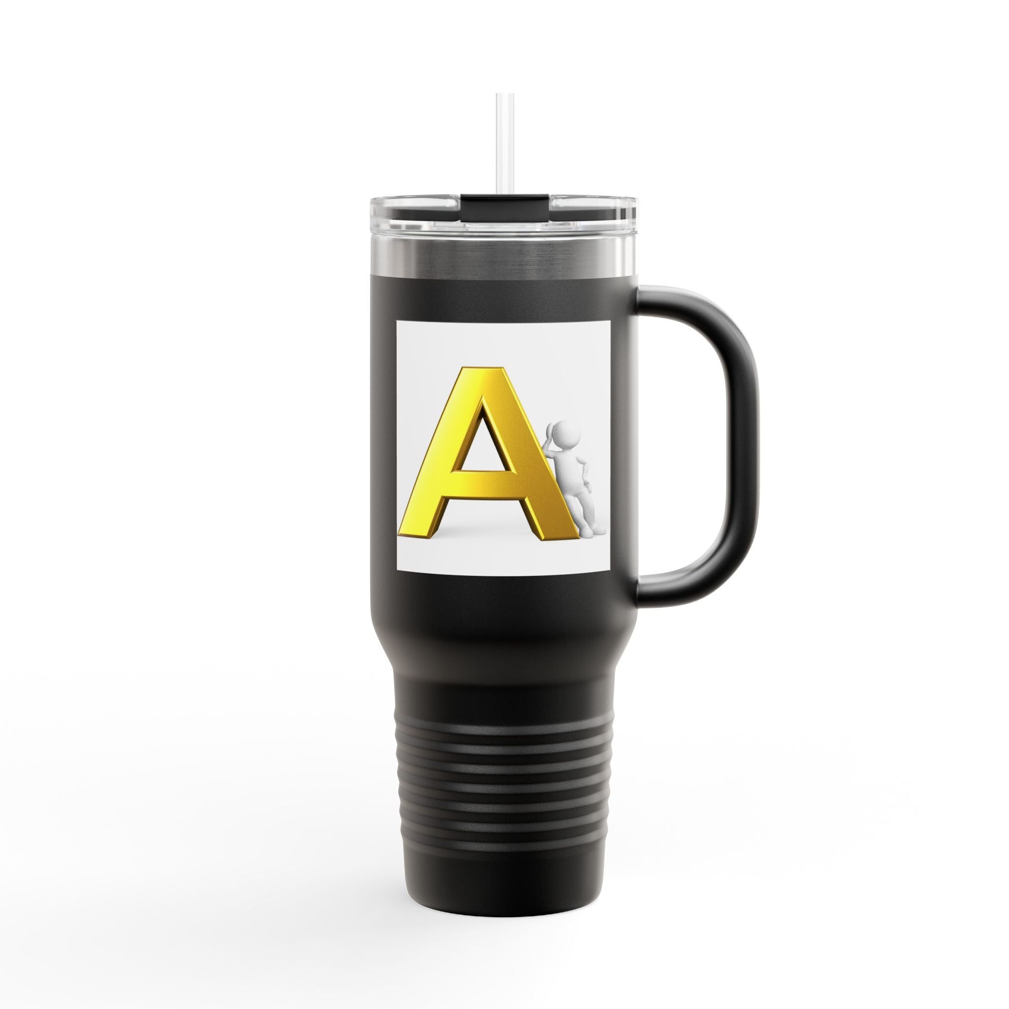 Yellow 3D Letter A Initial Travel Mug | 40oz Insulated Tumbler