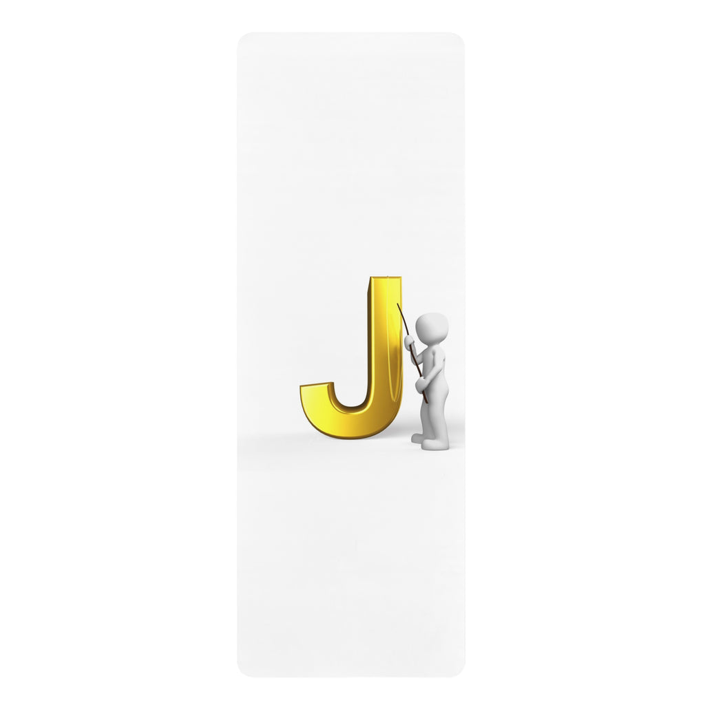 Gold Letter J Initial Rubber Yoga Mat | Monogram Alphabet Fitness Mat
