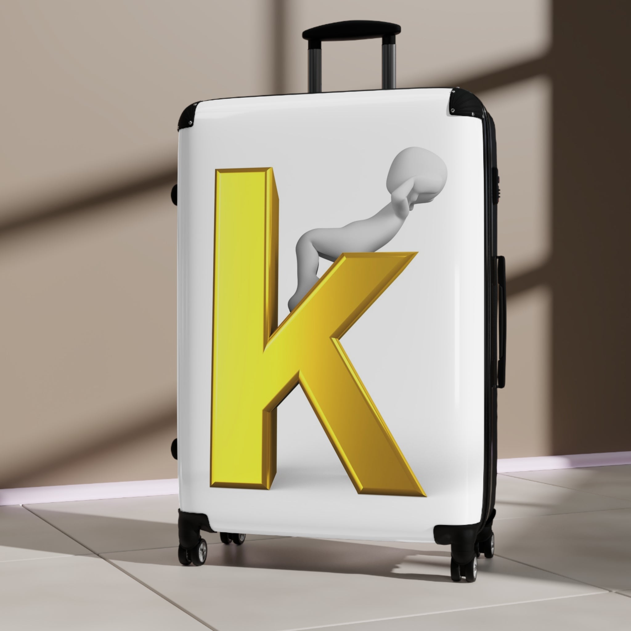 Gold Letter K Monogram Suitcase | Personalized Initial Luggage Cover