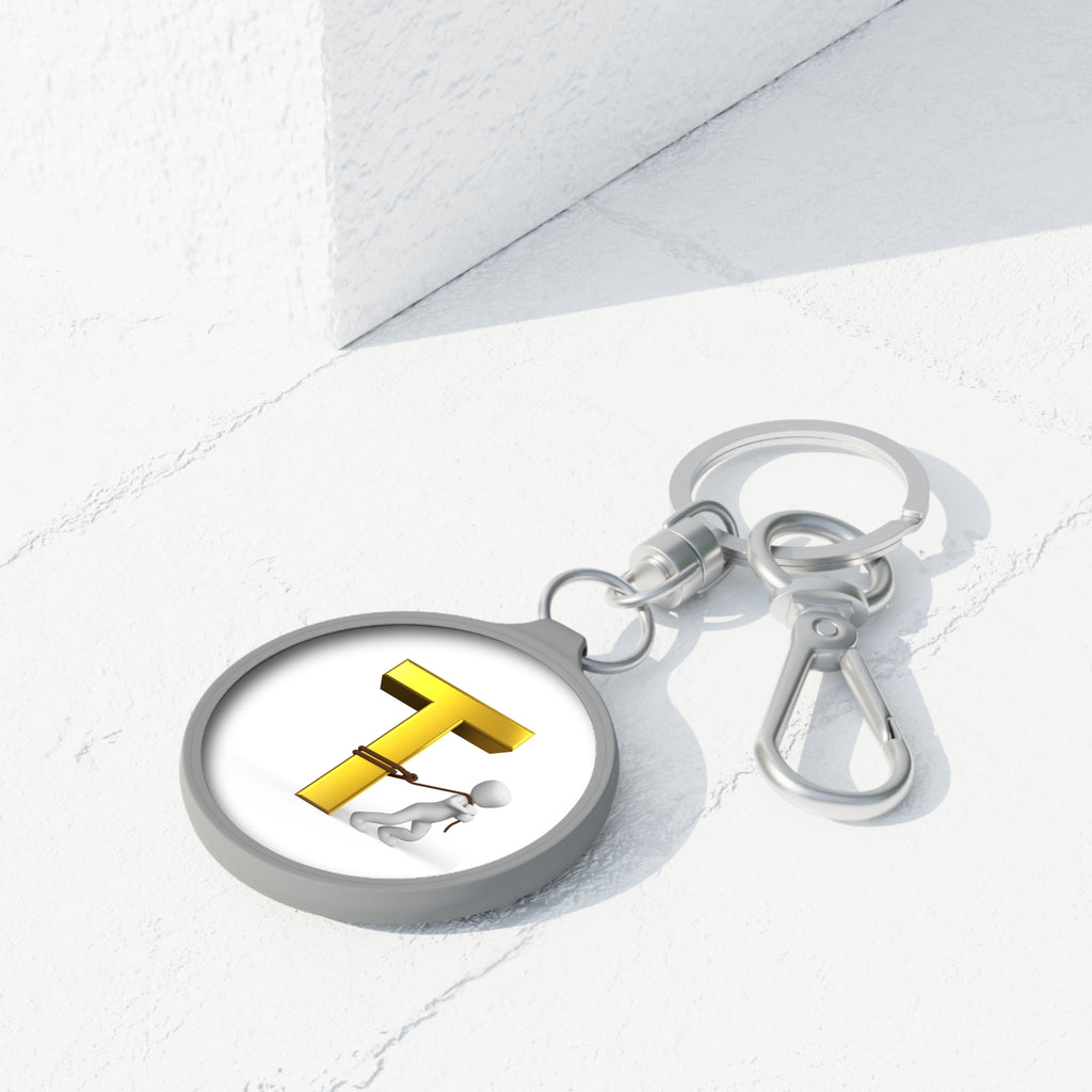 Letter T Tugging Figure keyring tag | Alphabet Initial Keychain