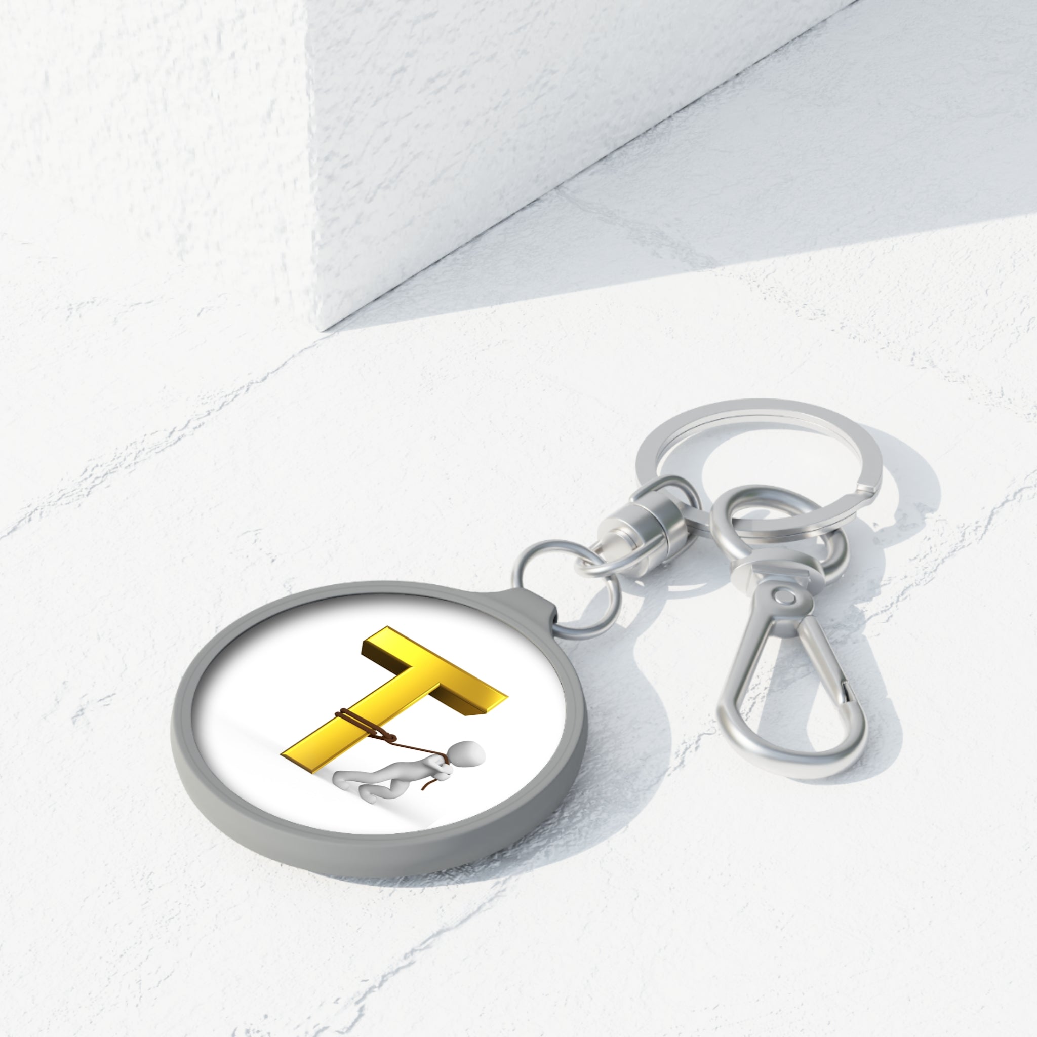Letter T Tugging Figure keyring tag | Alphabet Initial Keychain