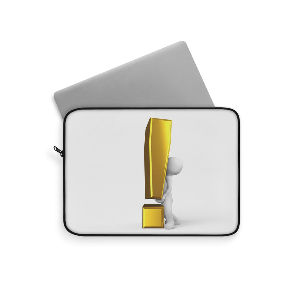 3D Exclamation Mark Character Laptop Sleeve | Funny Alert Icon Design
