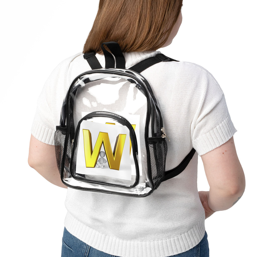 Gold Letter W Clear Stadium Backpack | Transparent School Bag