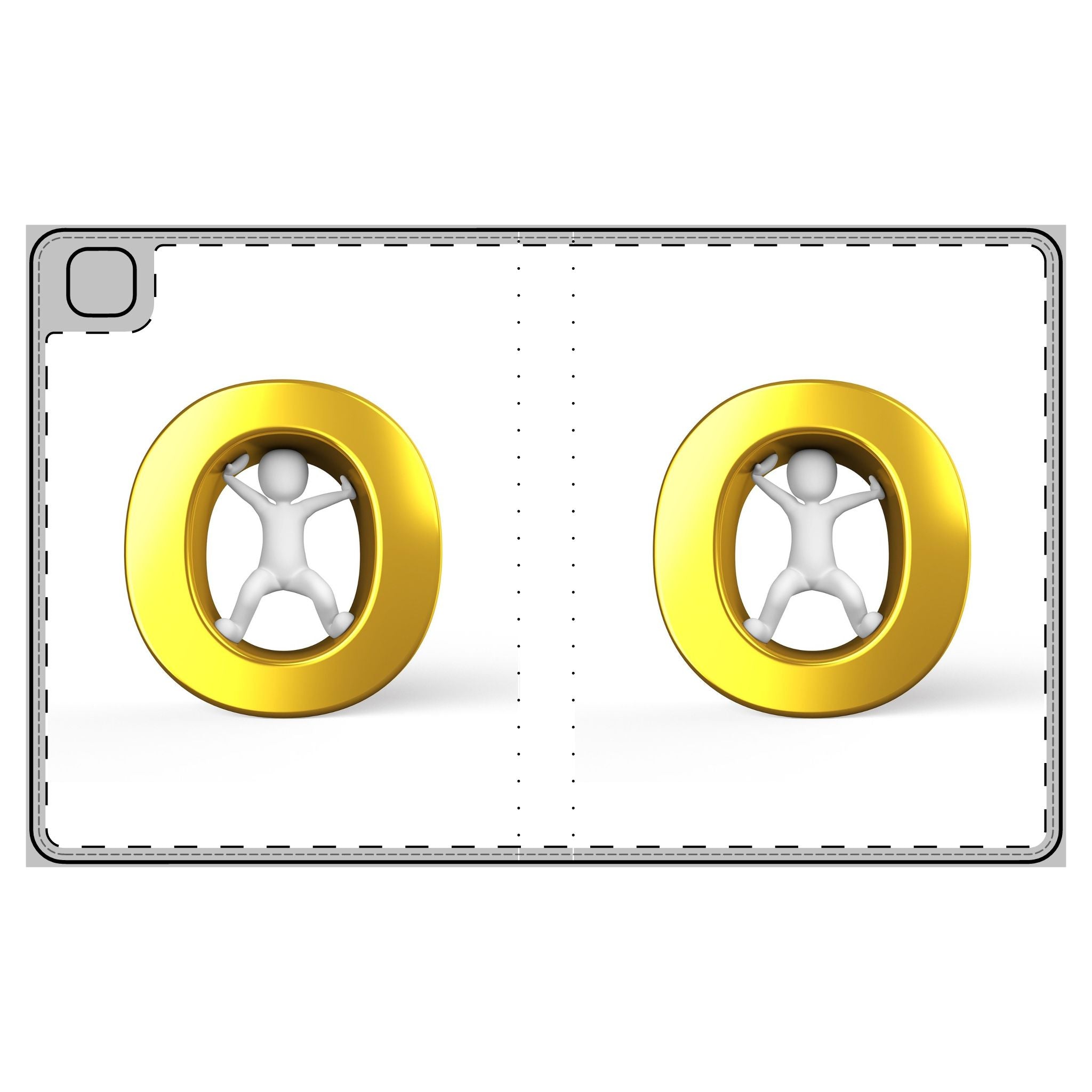 Gold Letter O Tablet Folio Case | Minimal 3D People Design