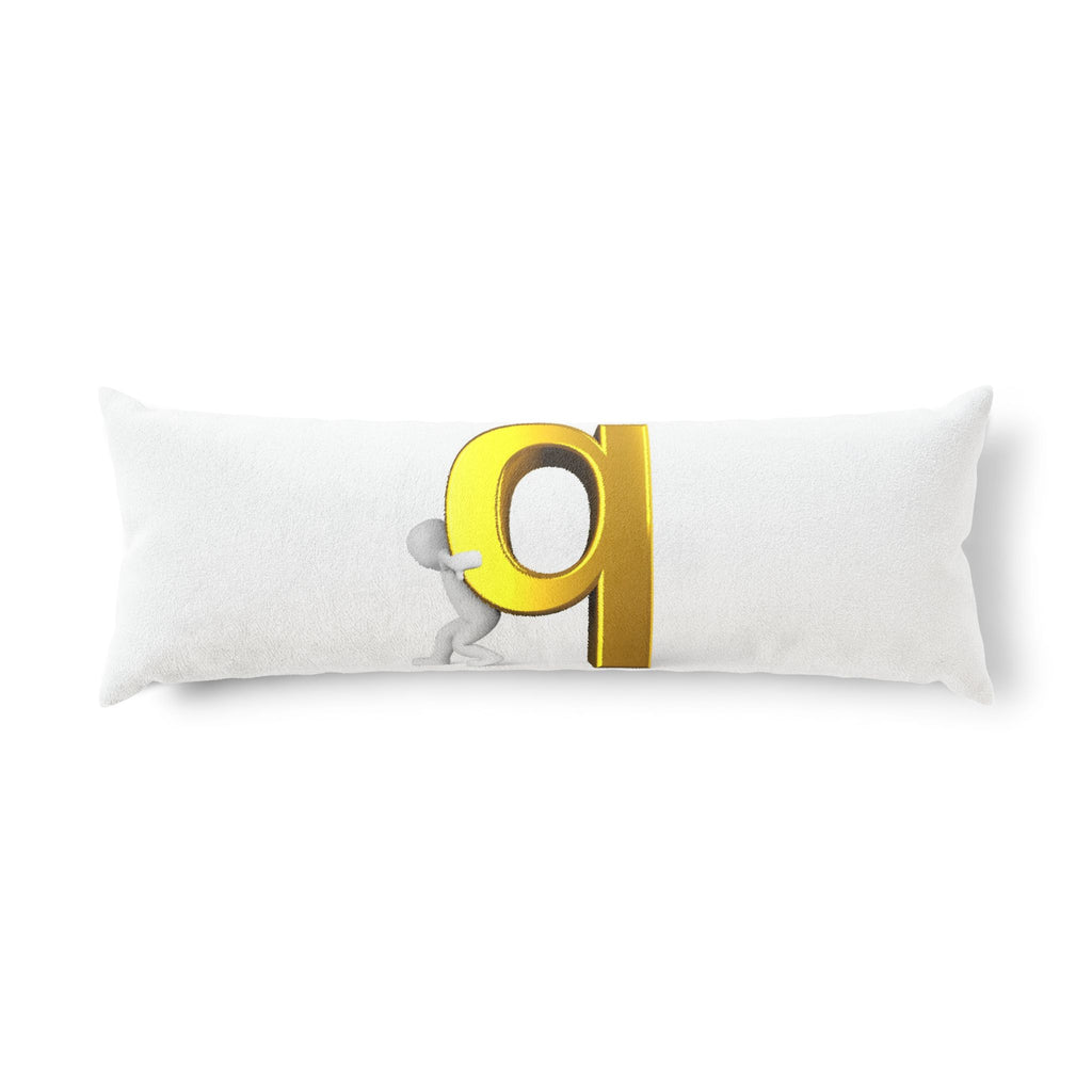 3D Character Pushing Gold Letter Q Body Pillow | Alphabet Lettercase Decor