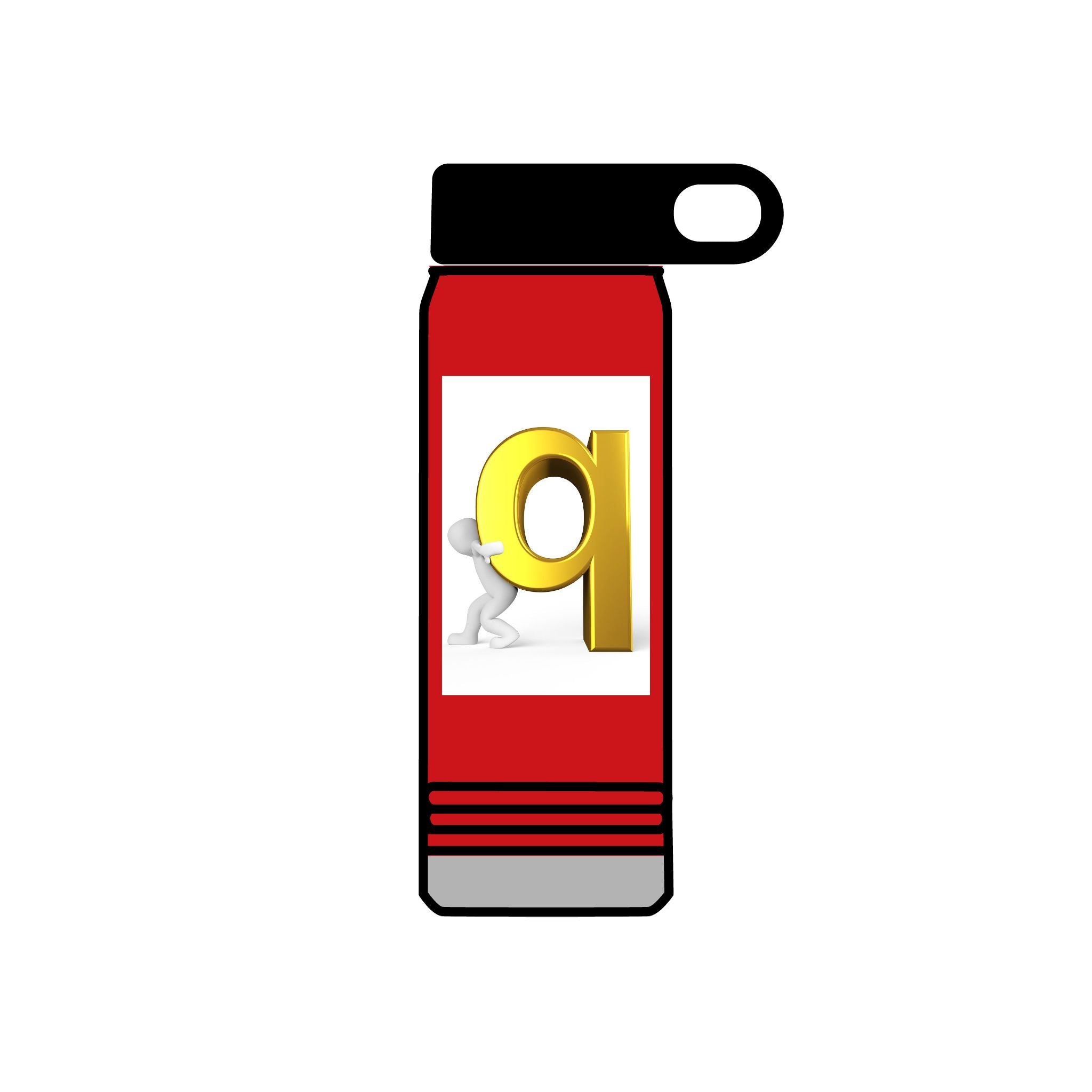 3D Gold Letter Q with Character Water Bottle | 20oz Stainless Steel