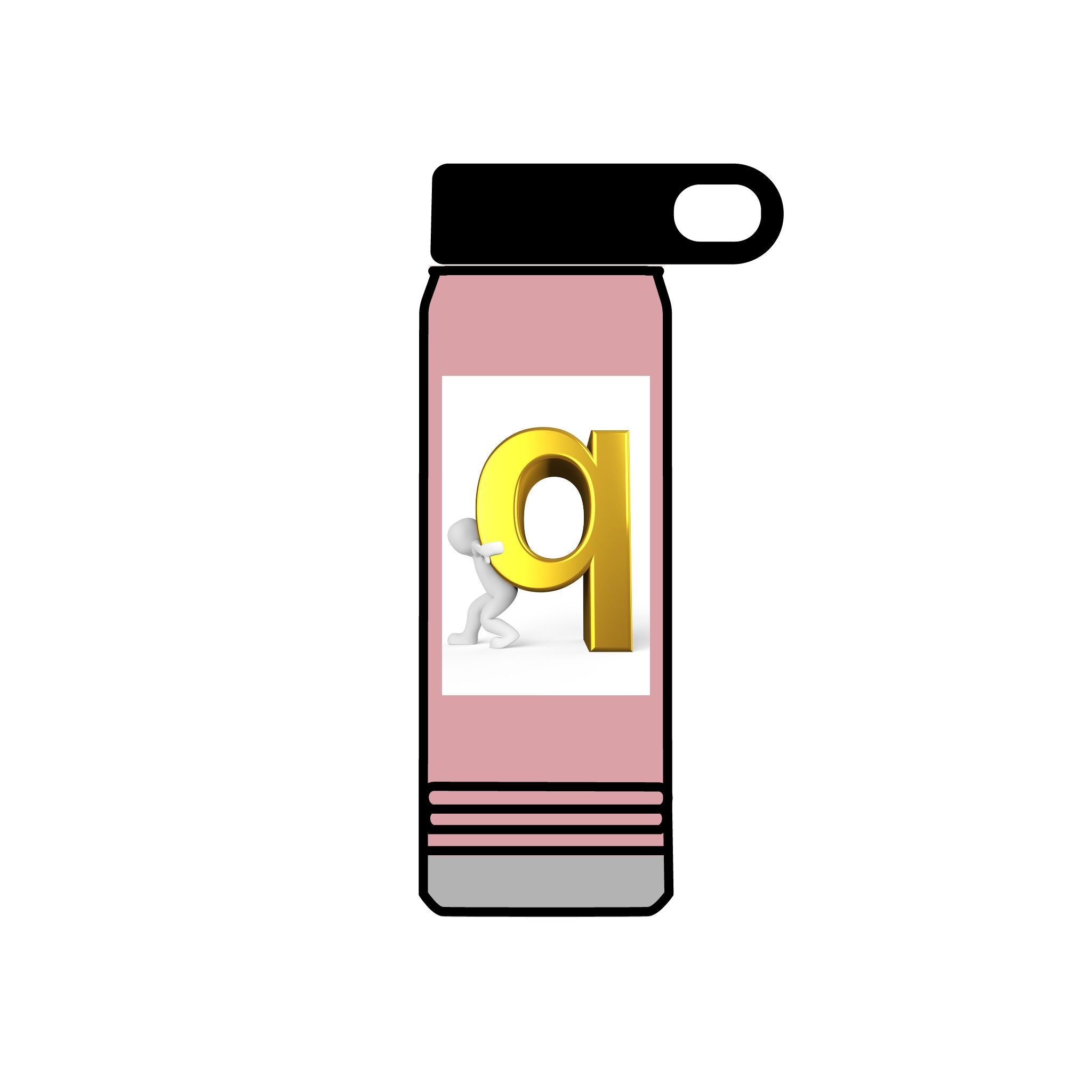 3D Gold Letter Q with Character Water Bottle | 20oz Stainless Steel