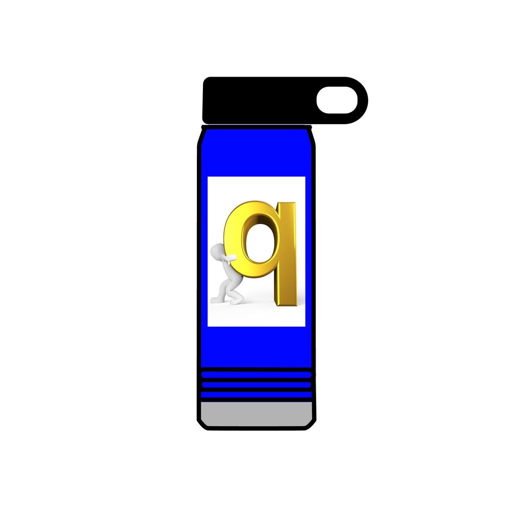 3D Gold Letter Q with Character Water Bottle | 20oz Stainless Steel