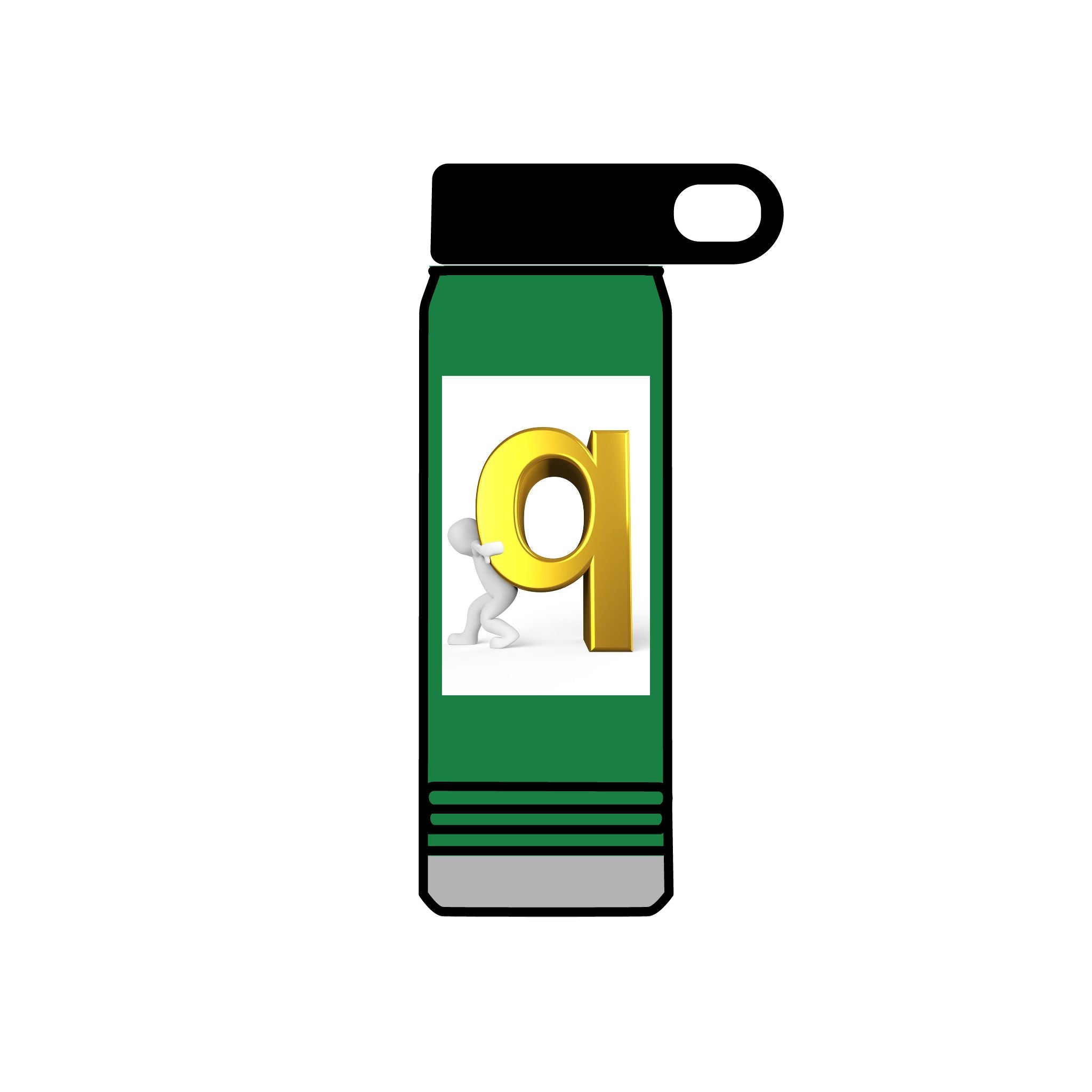 3D Gold Letter Q with Character Water Bottle | 20oz Stainless Steel
