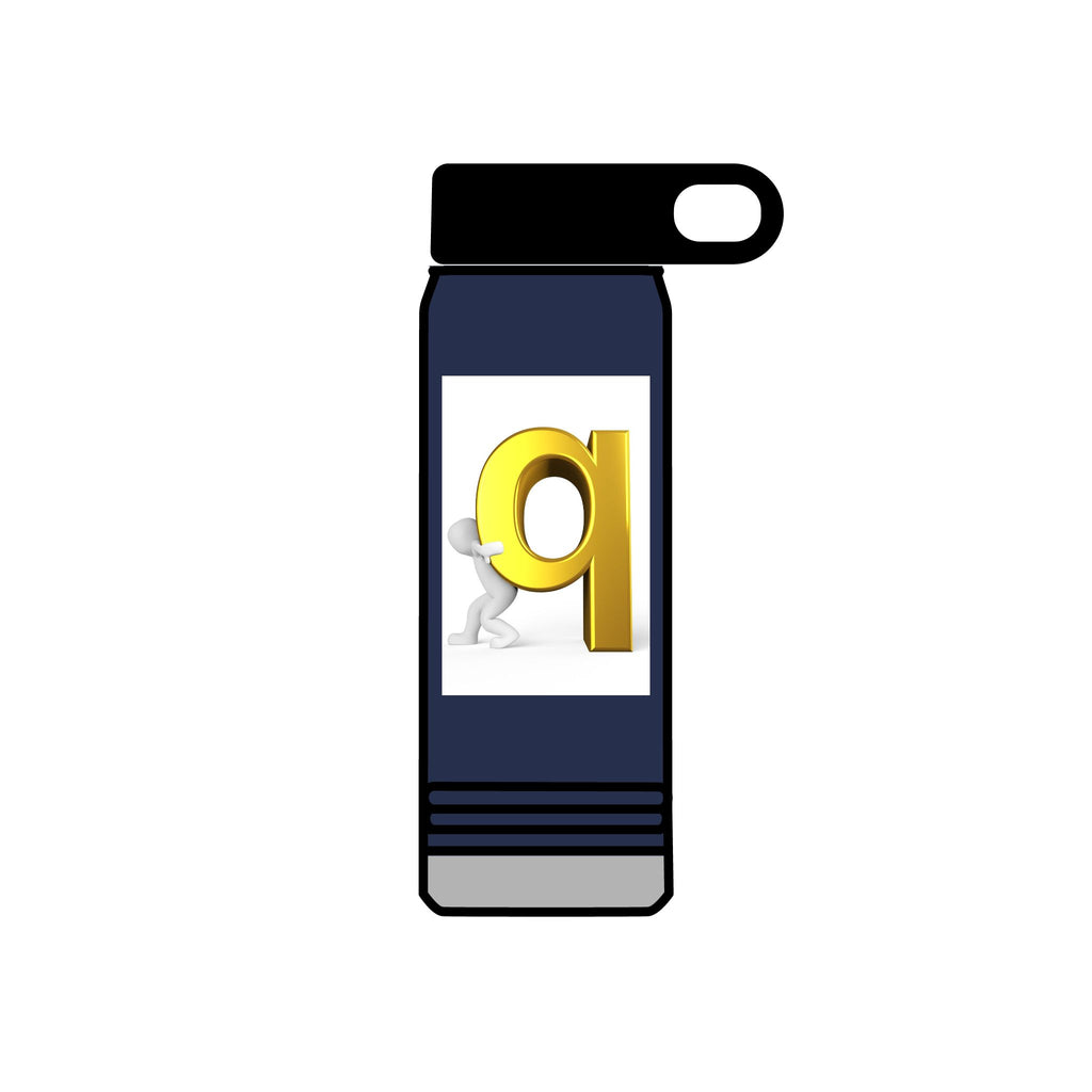 3D Gold Letter Q with Character Water Bottle | 20oz Stainless Steel