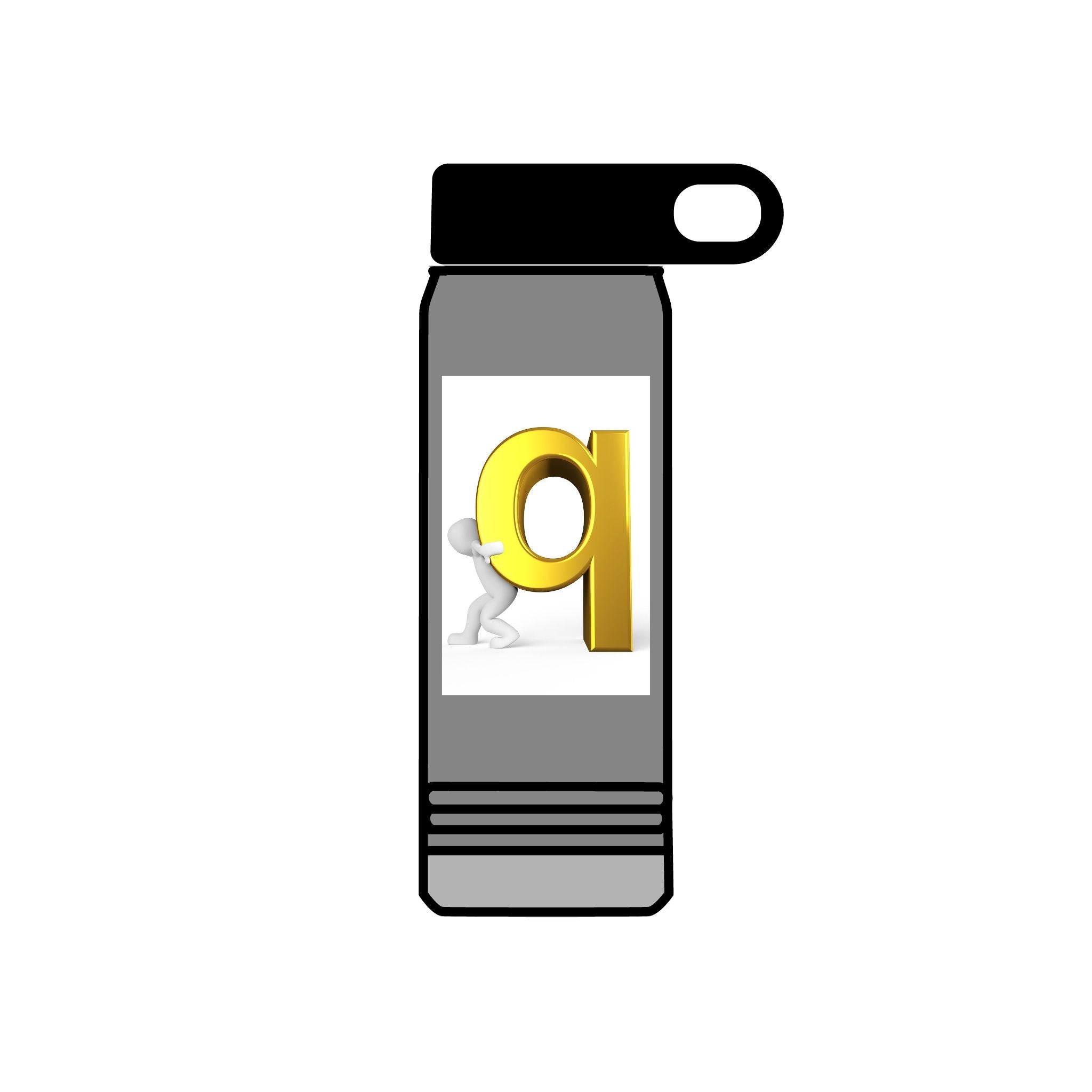 3D Gold Letter Q with Character Water Bottle | 20oz Stainless Steel