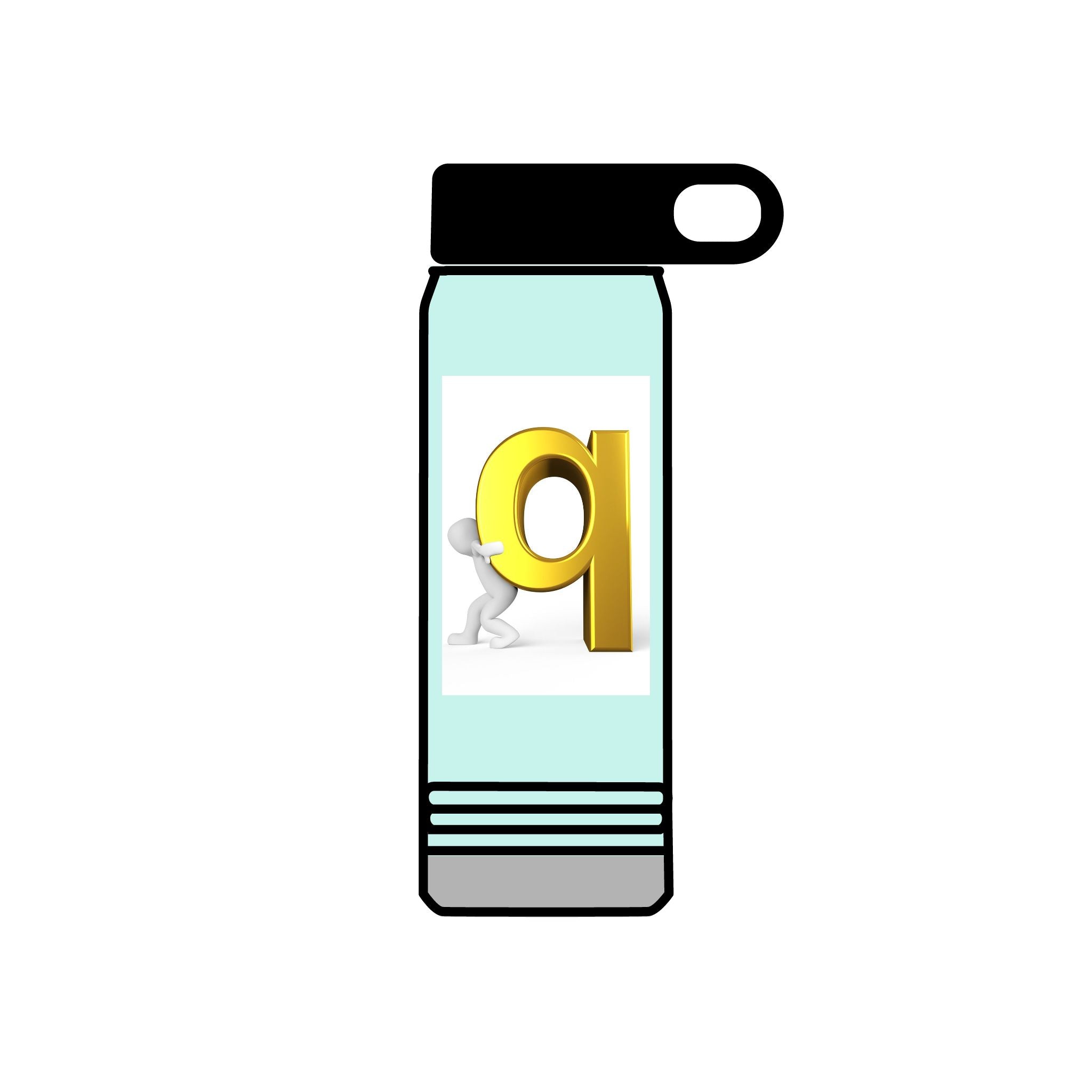 3D Gold Letter Q with Character Water Bottle | 20oz Stainless Steel