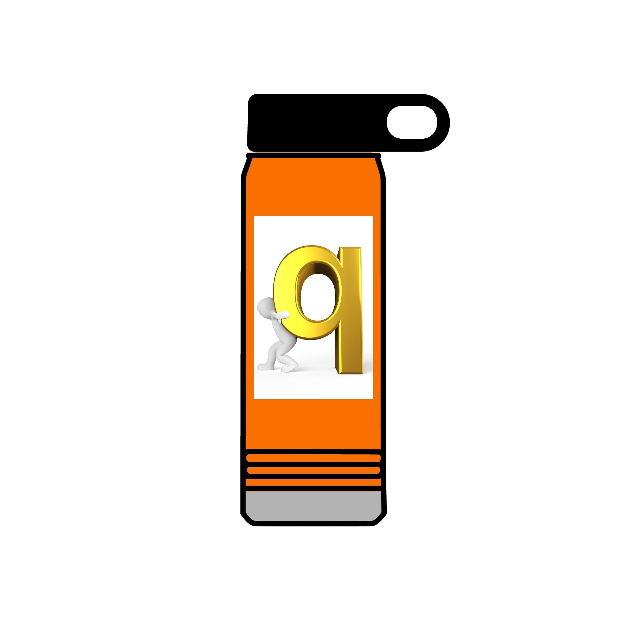 3D Gold Letter Q with Character Water Bottle | 20oz Stainless Steel