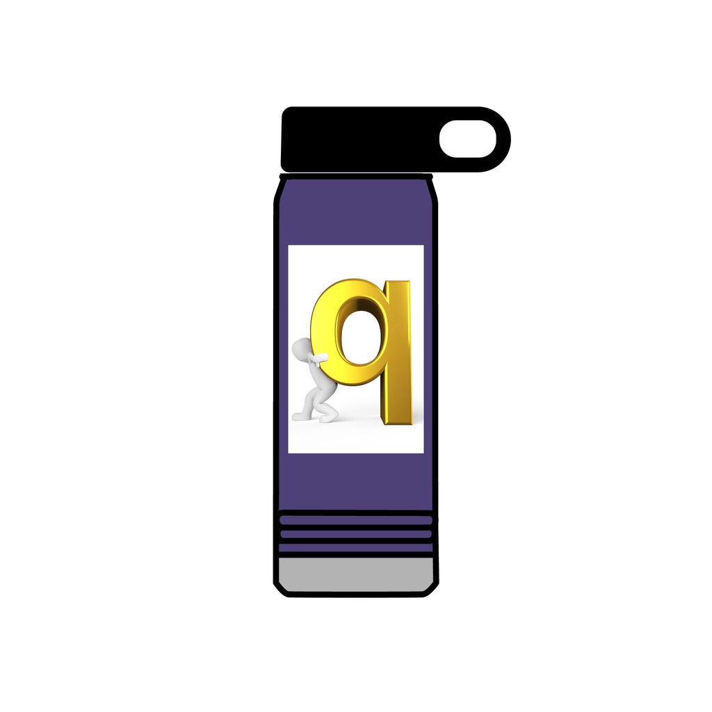 3D Gold Letter Q with Character Water Bottle | 20oz Stainless Steel