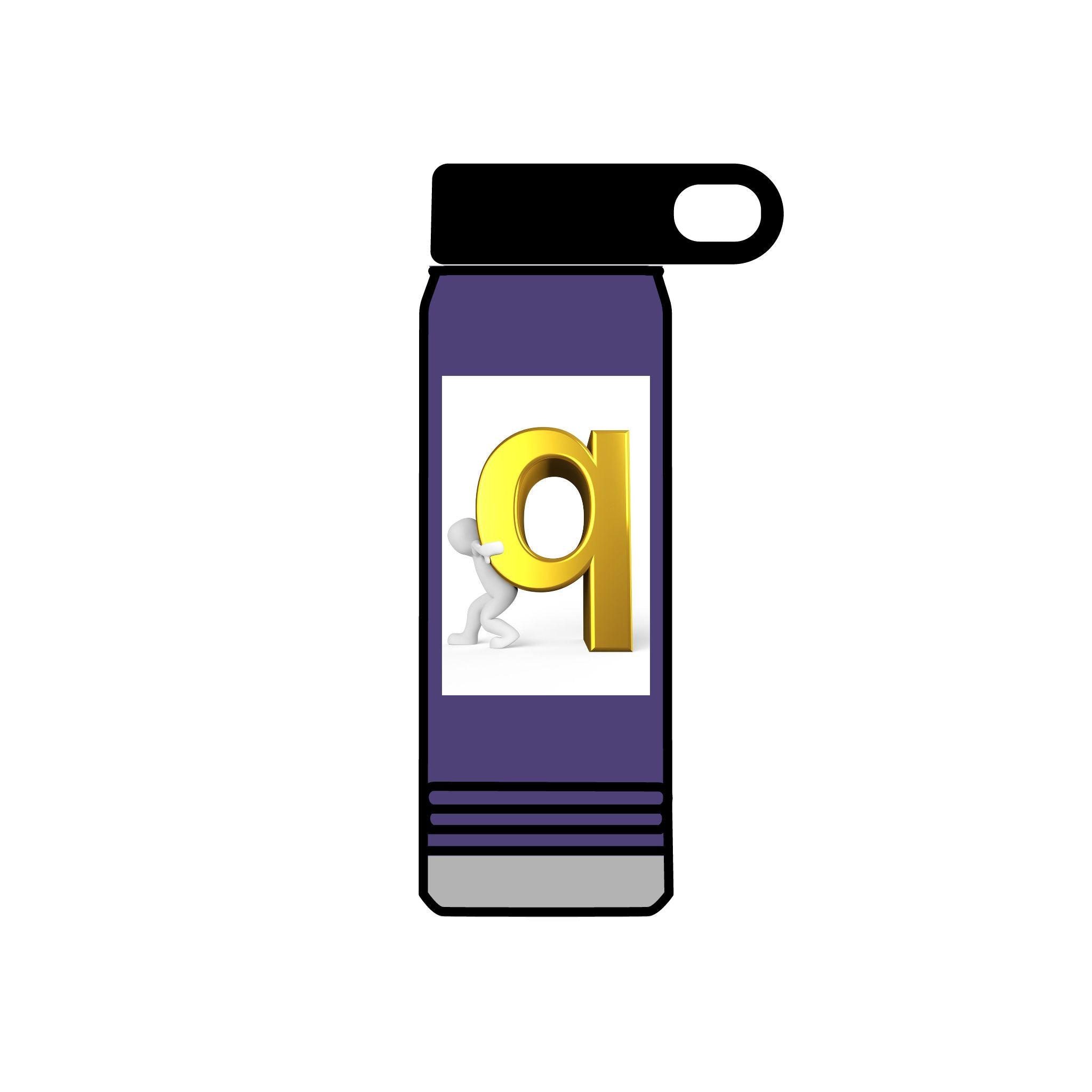 3D Gold Letter Q with Character Water Bottle | 20oz Stainless Steel