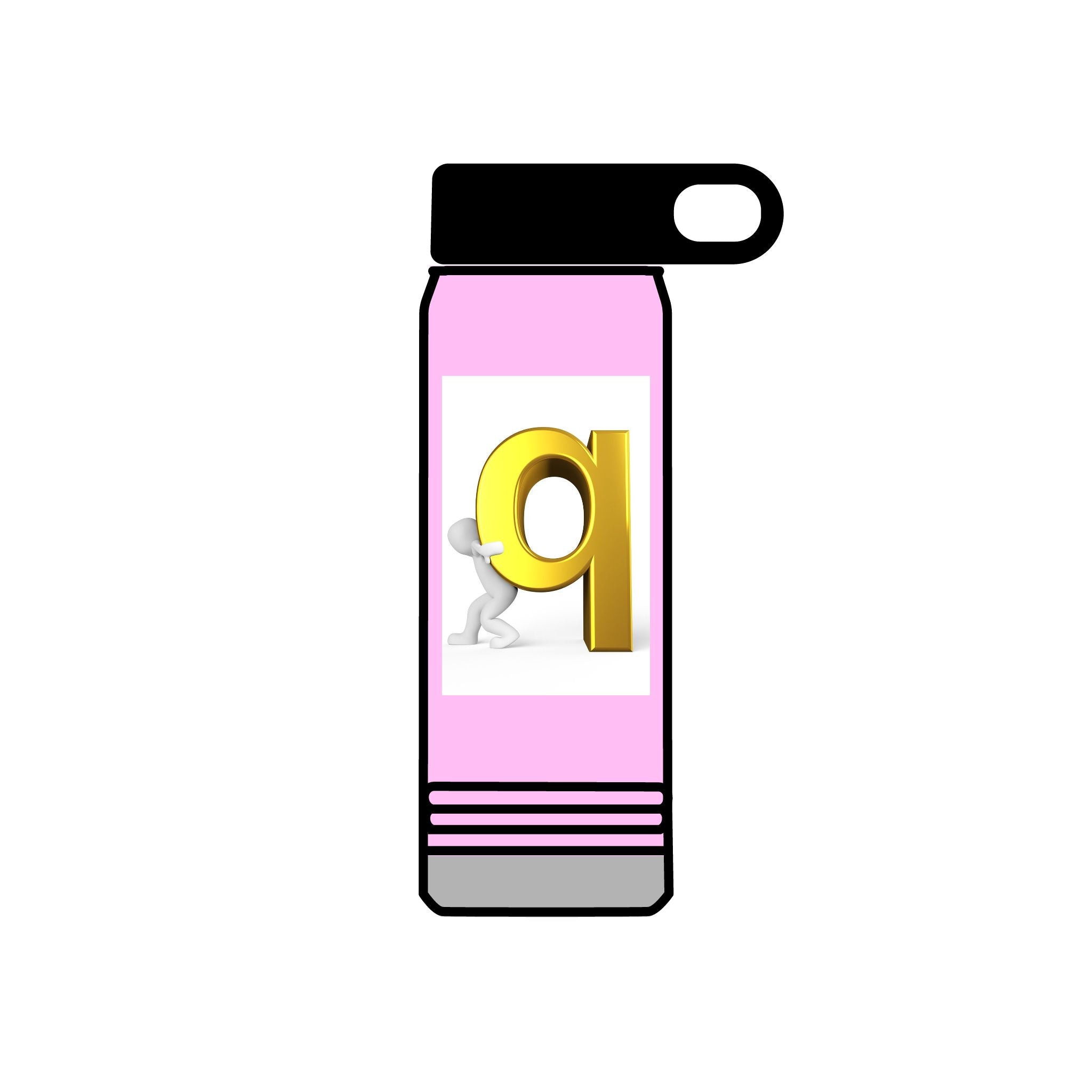 3D Gold Letter Q with Character Water Bottle | 20oz Stainless Steel