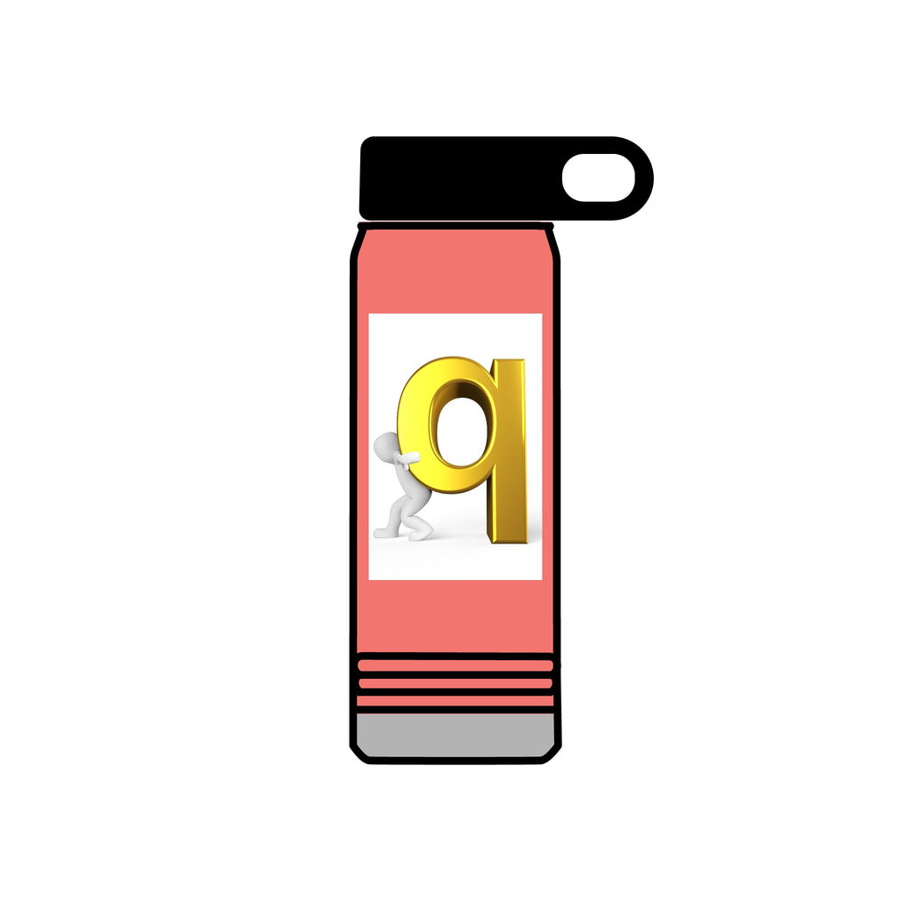3D Gold Letter Q with Character Water Bottle | 20oz Stainless Steel