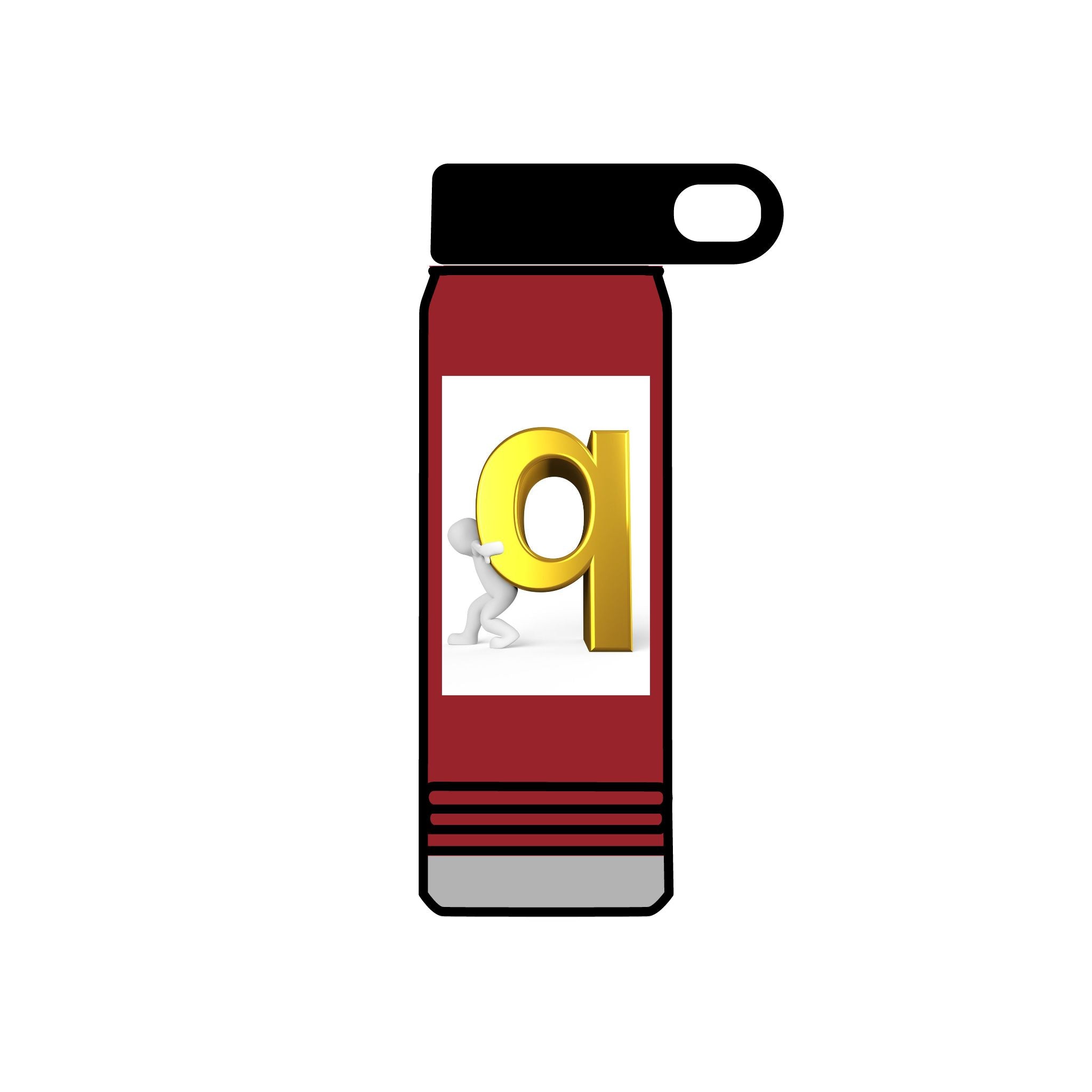 3D Gold Letter Q with Character Water Bottle | 20oz Stainless Steel