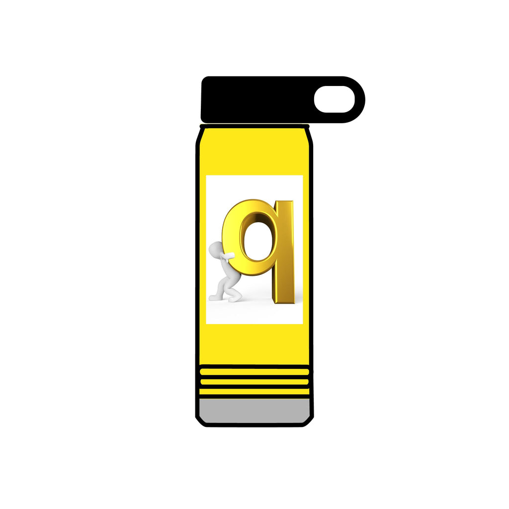 3D Gold Letter Q with Character Water Bottle | 20oz Stainless Steel