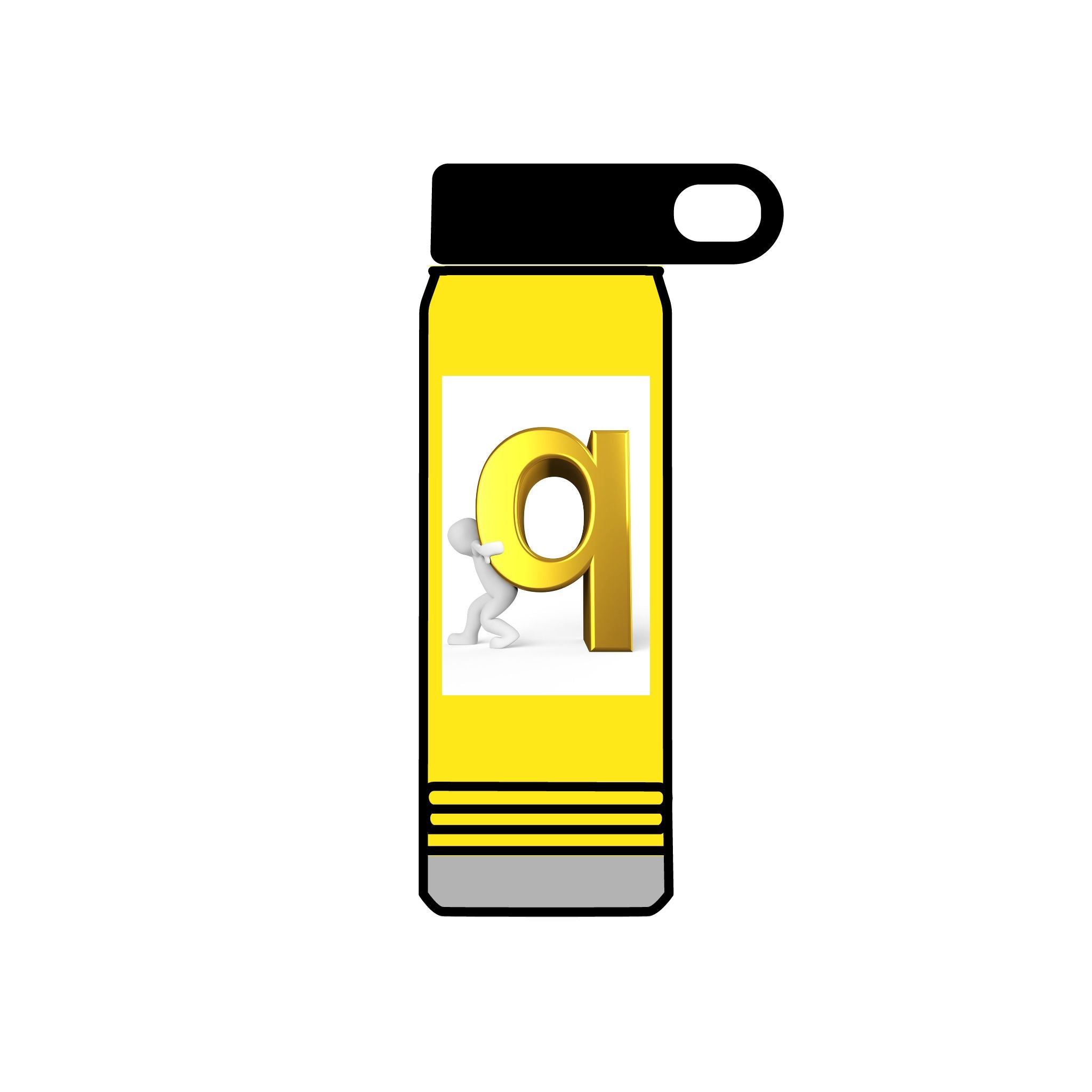 3D Gold Letter Q with Character Water Bottle | 20oz Stainless Steel