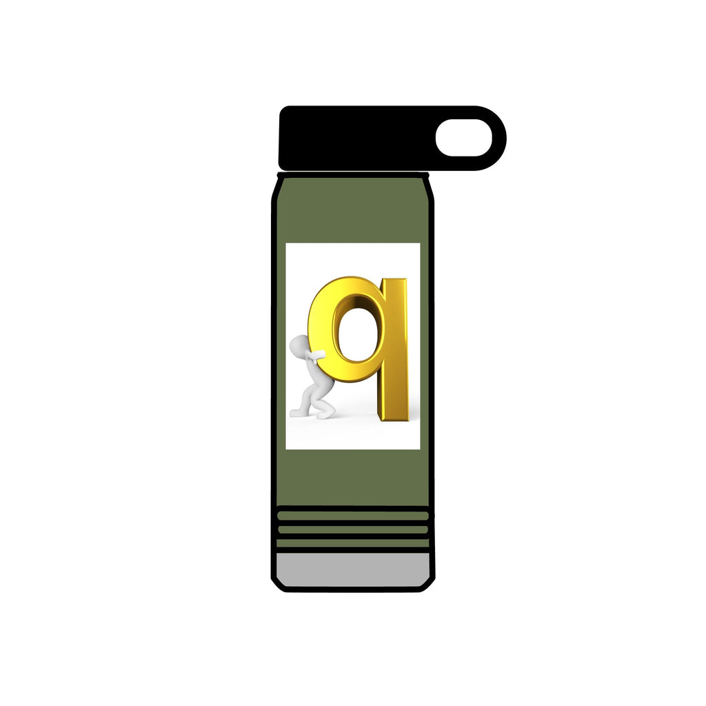 3D Gold Letter Q with Character Water Bottle | 20oz Stainless Steel