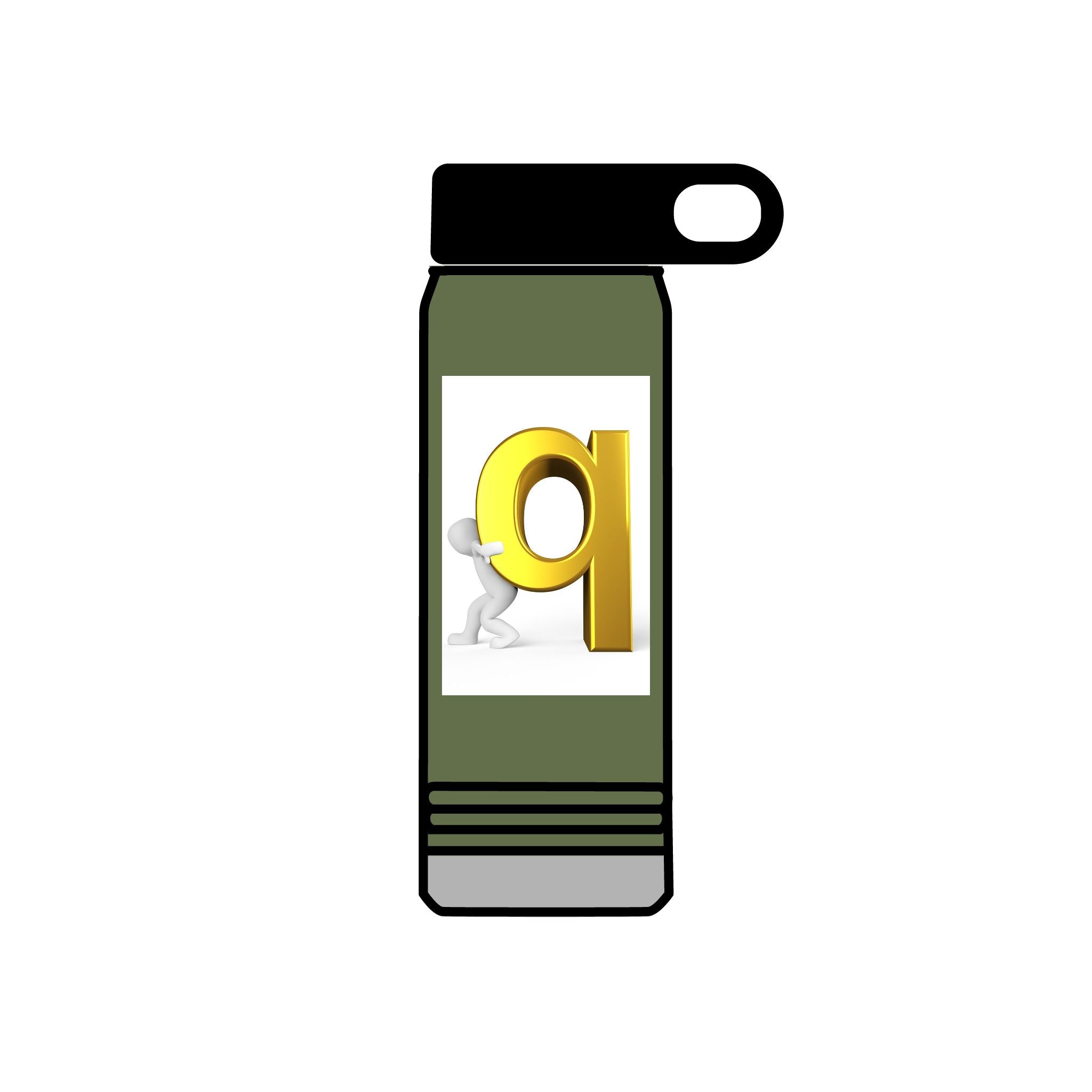 3D Gold Letter Q with Character Water Bottle | 20oz Stainless Steel