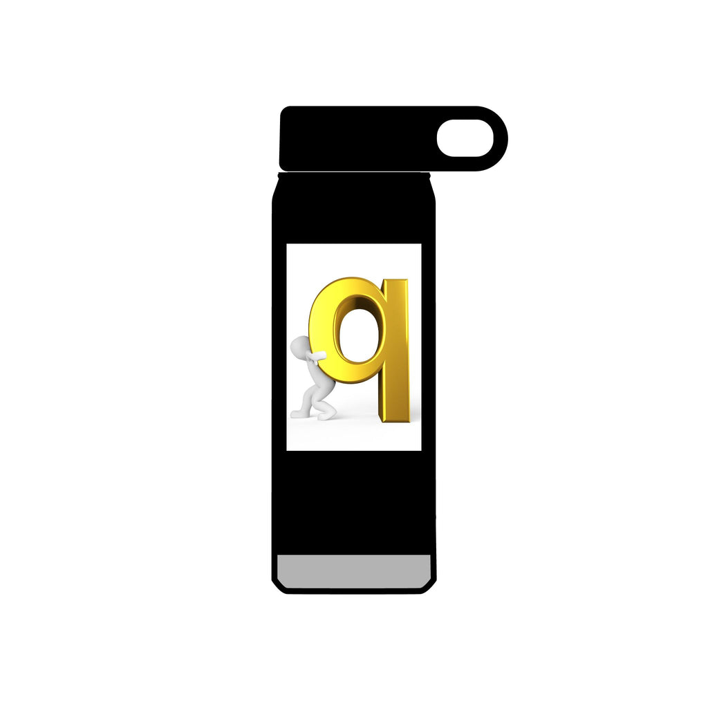 3D Gold Letter Q with Character Water Bottle | 20oz Stainless Steel