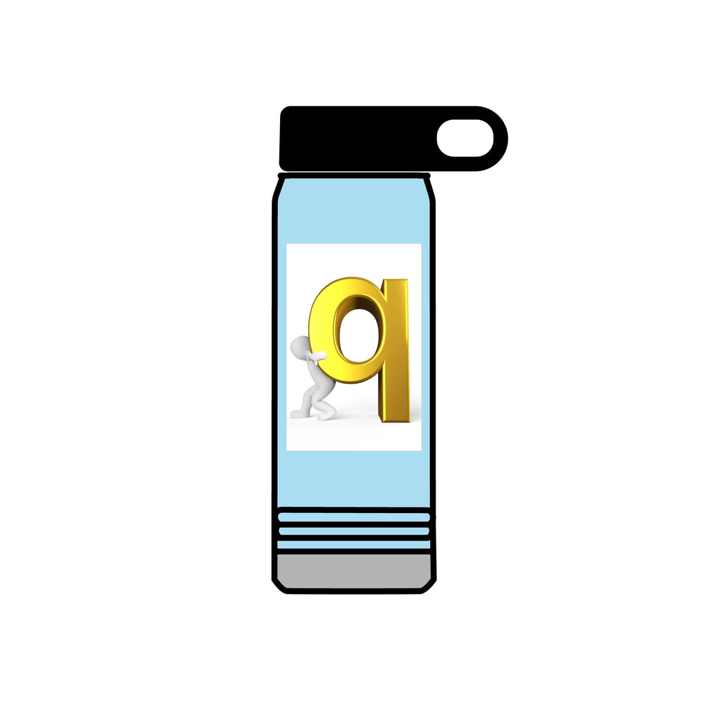 3D Gold Letter Q with Character Water Bottle | 20oz Stainless Steel