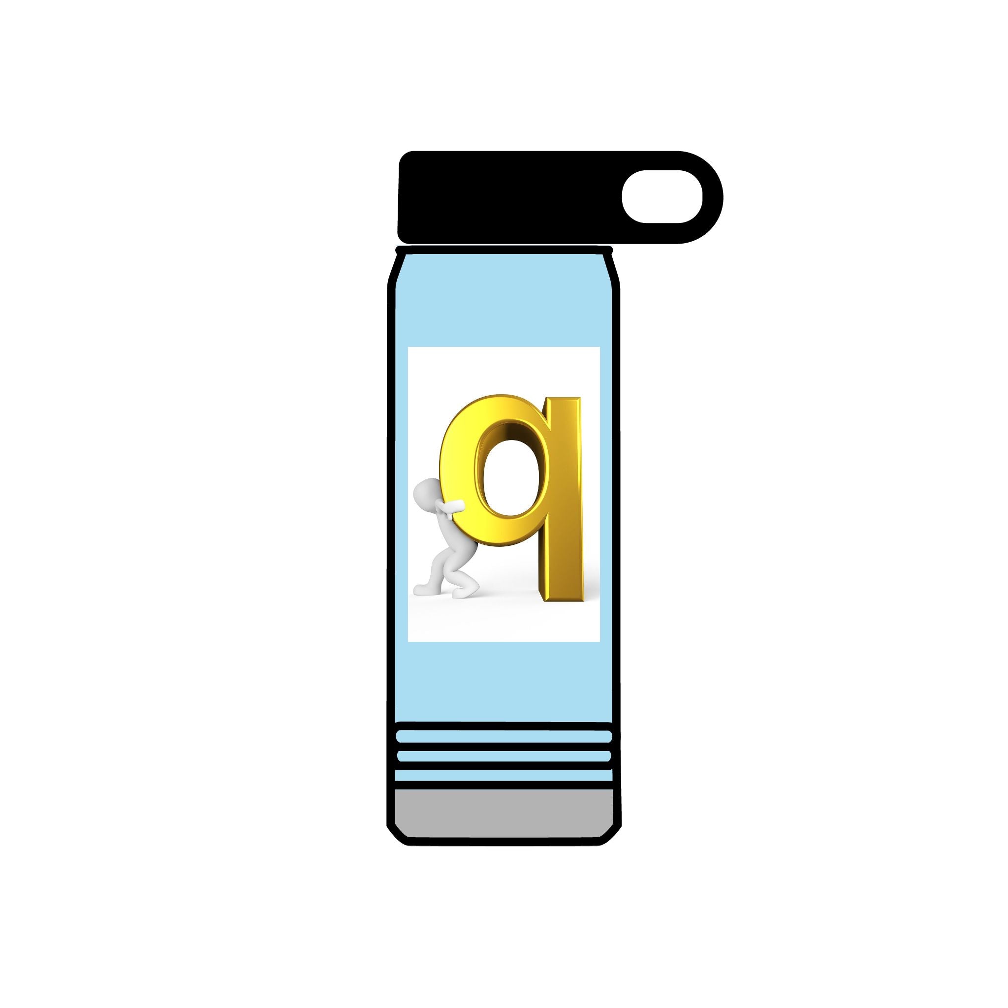 3D Gold Letter Q with Character Water Bottle | 20oz Stainless Steel